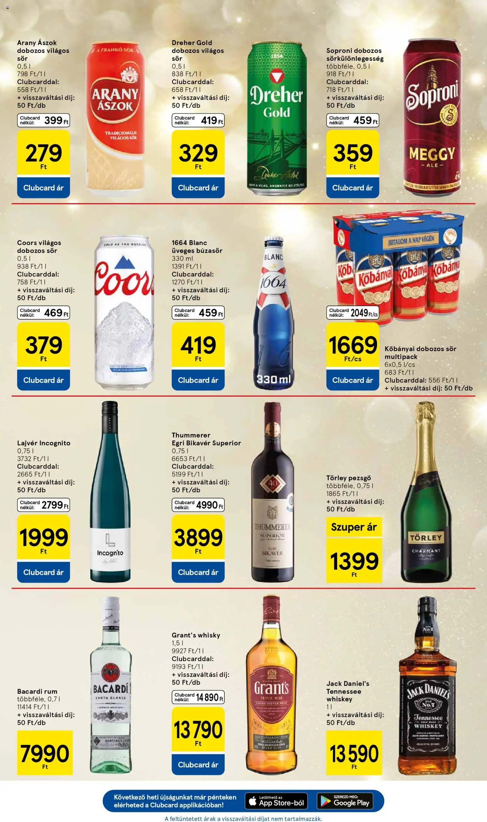 Tesco akciós ujság - amely érvényes a következő dátumtól: 11.12.2025 | Oldal: 35 | Termékek: Whiskey, Arany ászok, Bacardi, Whisky