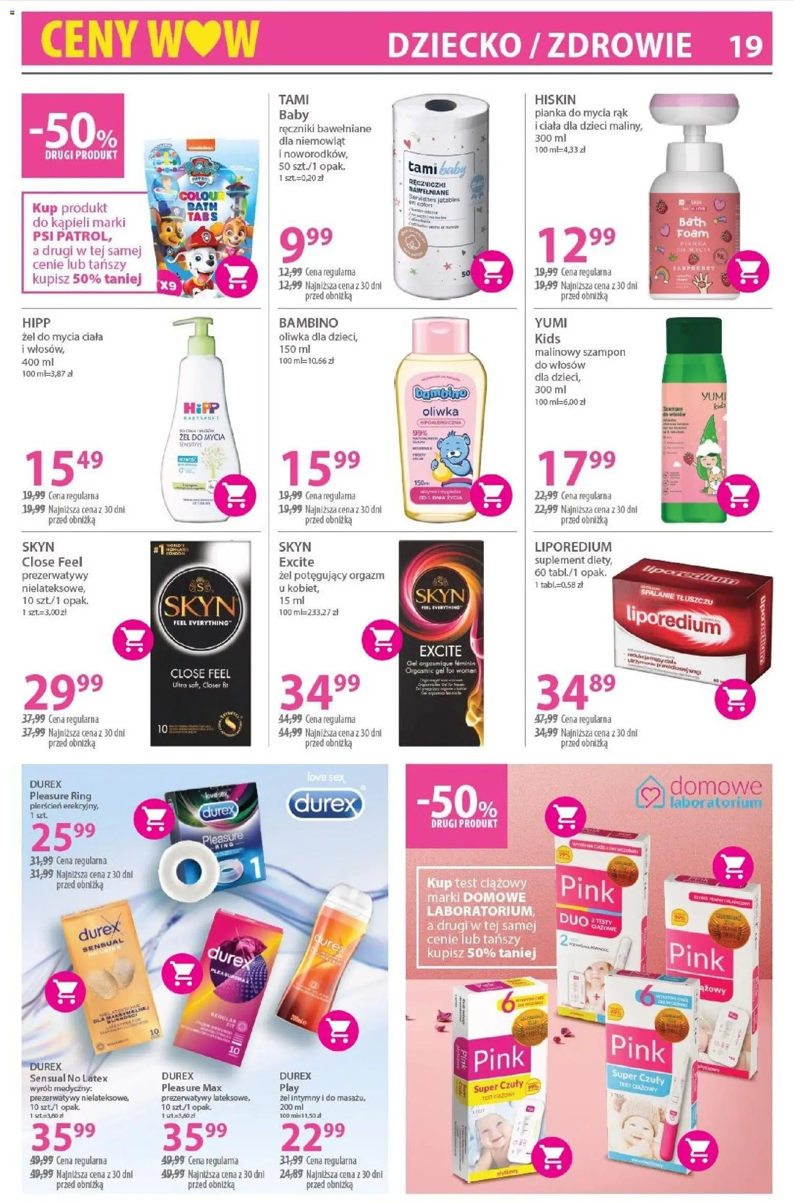 Hebe Gazetka od 31.01.2026 | Strona: 19 | Produkty: Prezerwatywy, Test ciążowy, Szampon, Body