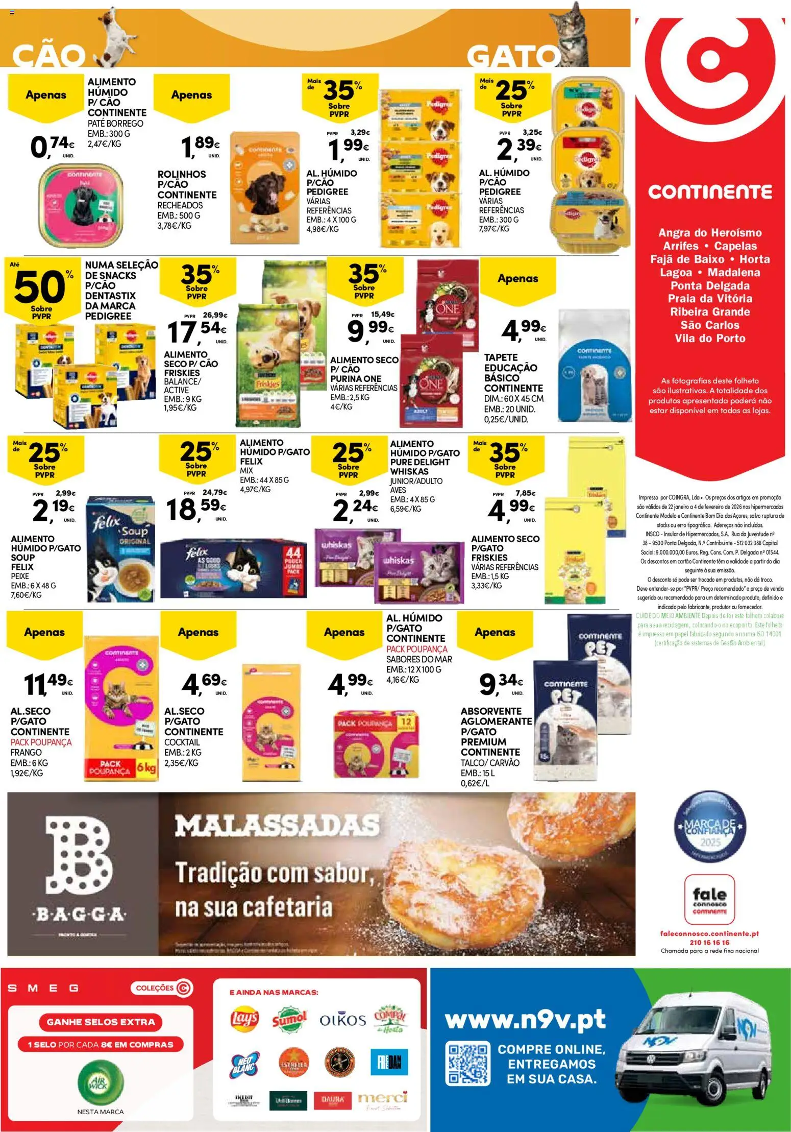 Continente - Açores: Folheto Quinzenal │ válido de 22.01.2026 | Página: 28 | Produtos: Purina one, Frango, Tapete, Peixe