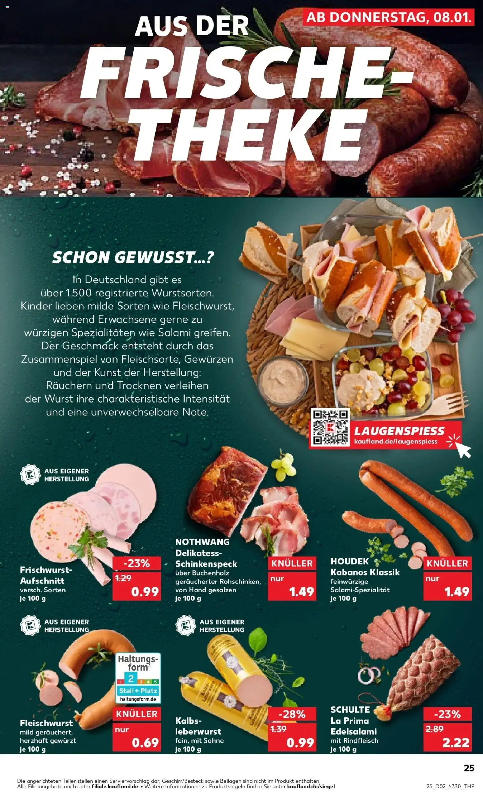 Kaufland prospekt Hamburg	 – gültig ab 08.01.2026 | Seite: 25 | Produkte: Wurst, Salami, Rindfleisch, Sahne