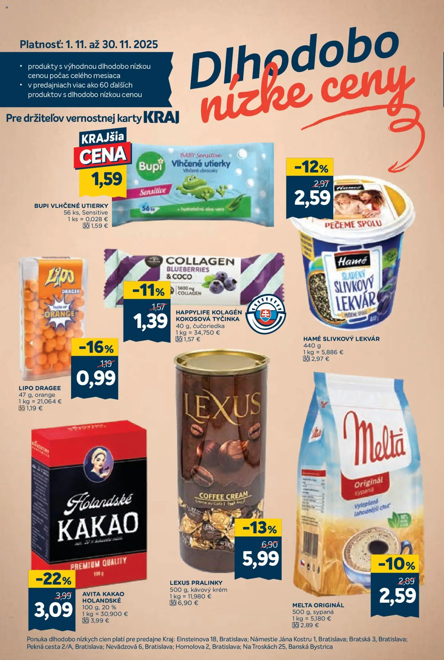 Nové Kraj akcie – leták je platný od 13.11.2025 | Strana: 12 | Produkty: Kolagén, Krém, Kakao