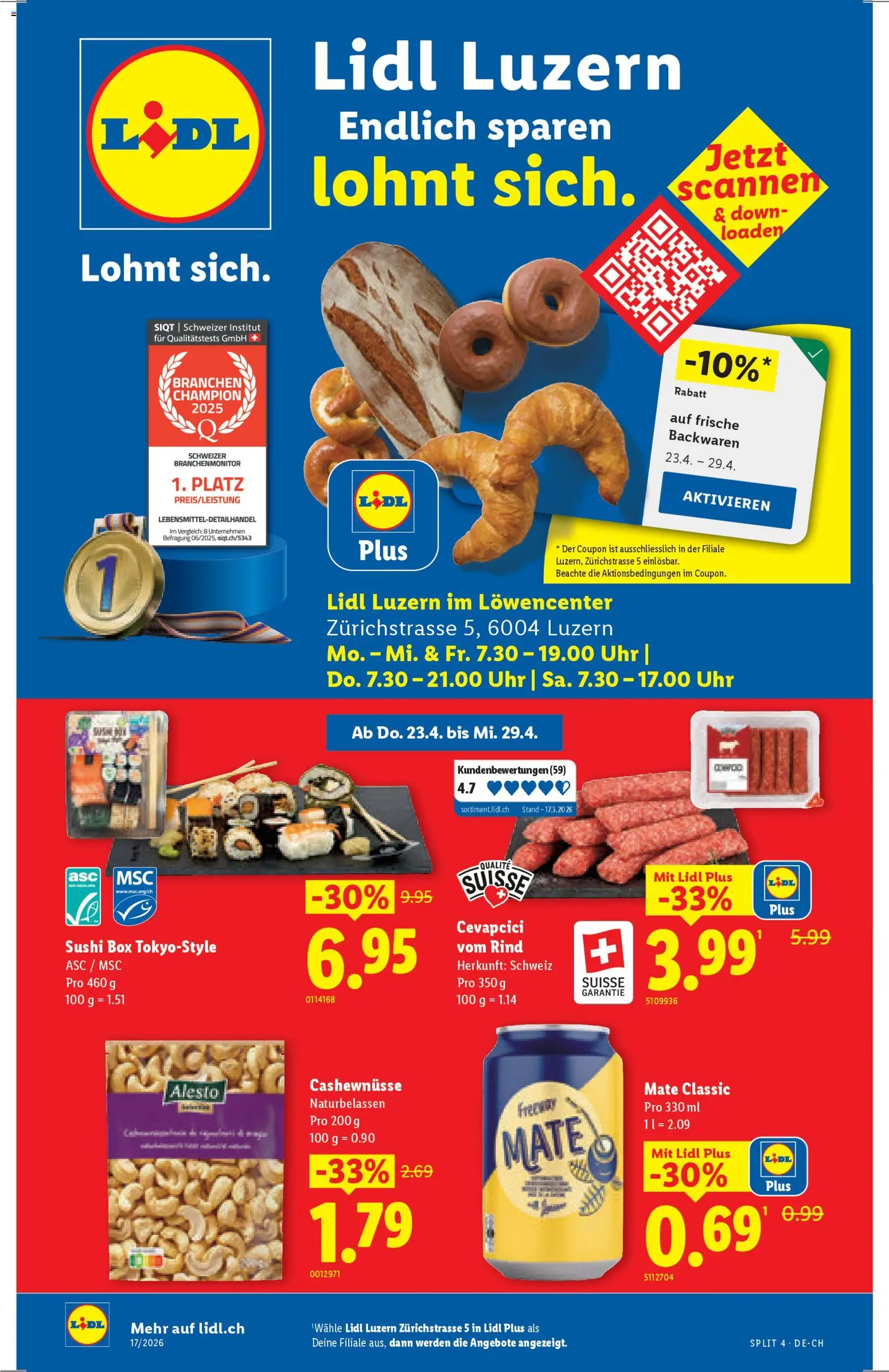 Lidl Aktionen Neueröffnung Luzern – gültig ab 23.04.2026 | Seite: 1