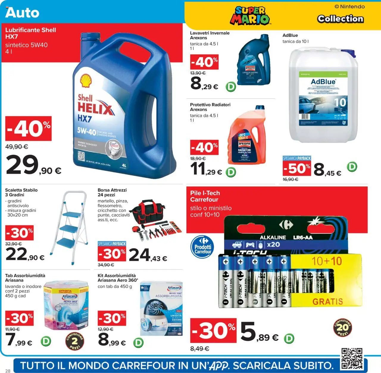 Volantino Carrefour del 10.10.2025 | Pagina: 28 | Prodotti: Pile, Lubrificante, Tanica, Borsa
