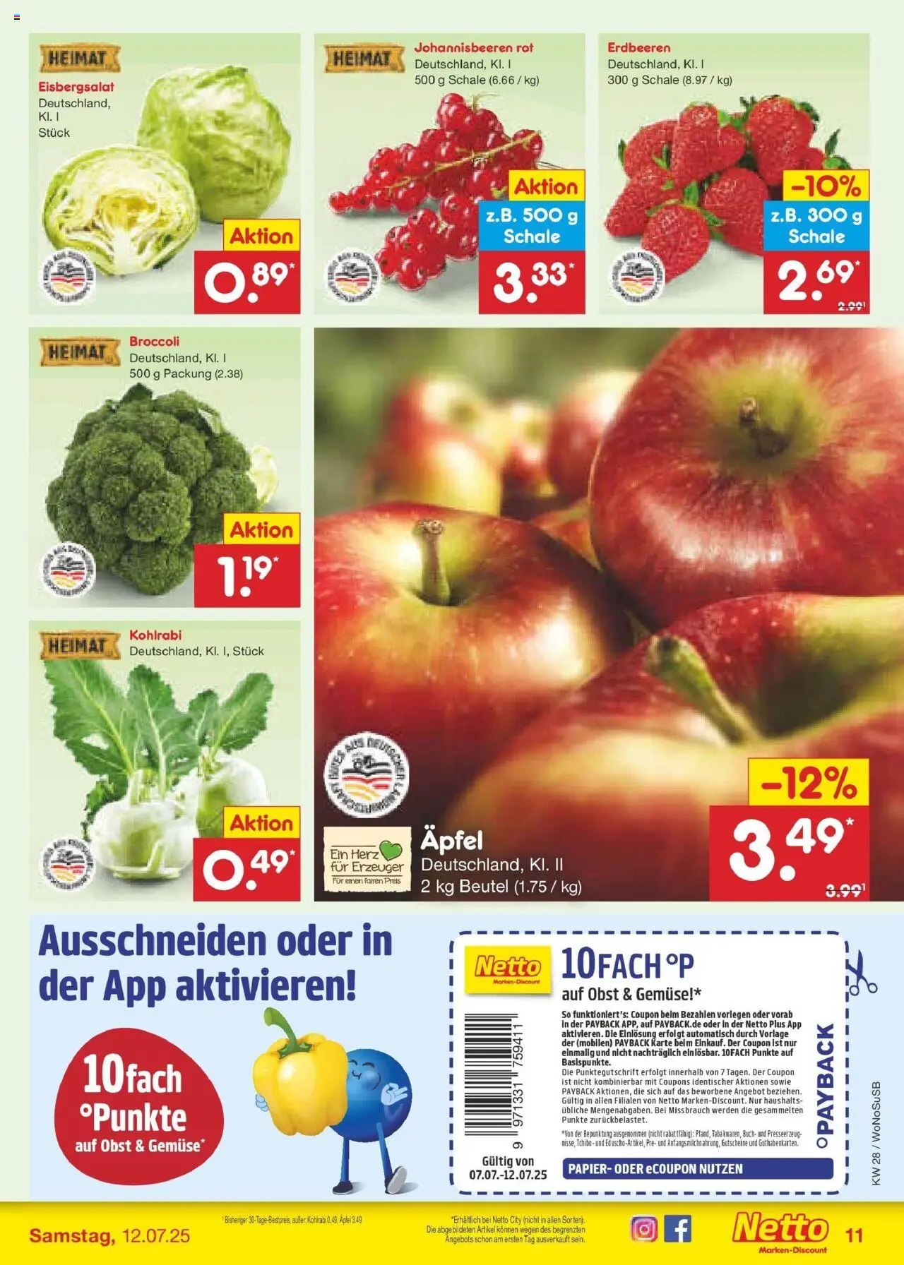 Netto Marken-Discount prospekt Lahnau	 - gültig ab dem 07.07.2025 | Seite: 13 | Produkte: Äpfel, Eisbergsalat, Obst, Erdbeeren