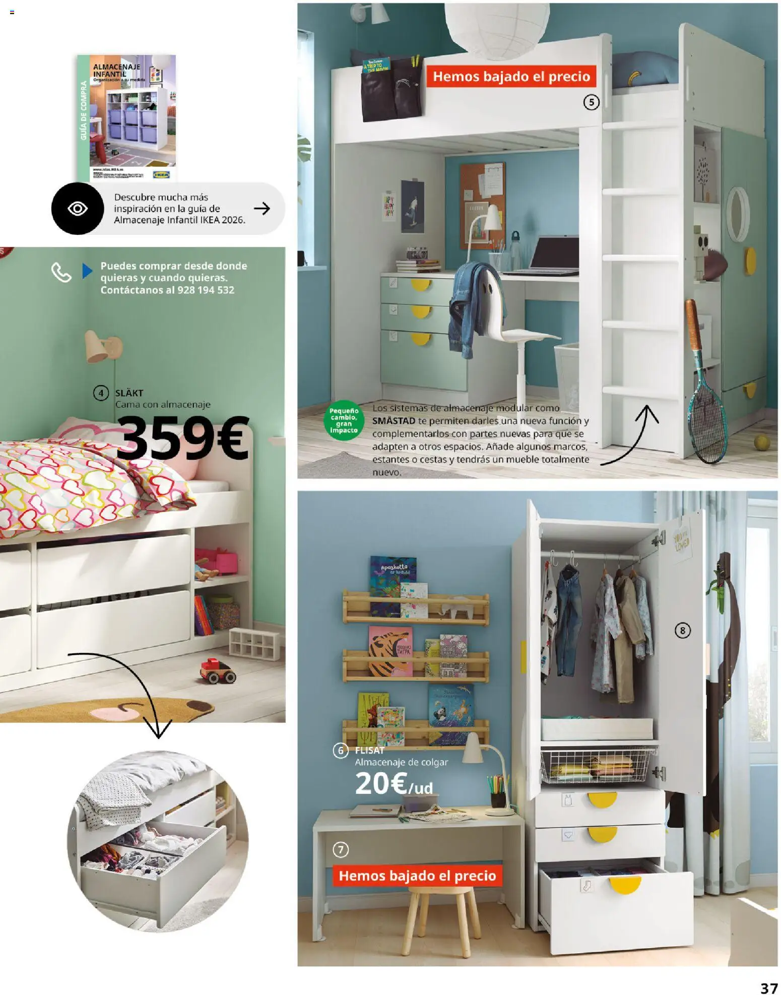 Catálogo IKEA Organización en el hogar │ válido desde el 15.01.2026 | Página: 37 | Productos: Té, Cama, Almacenaje