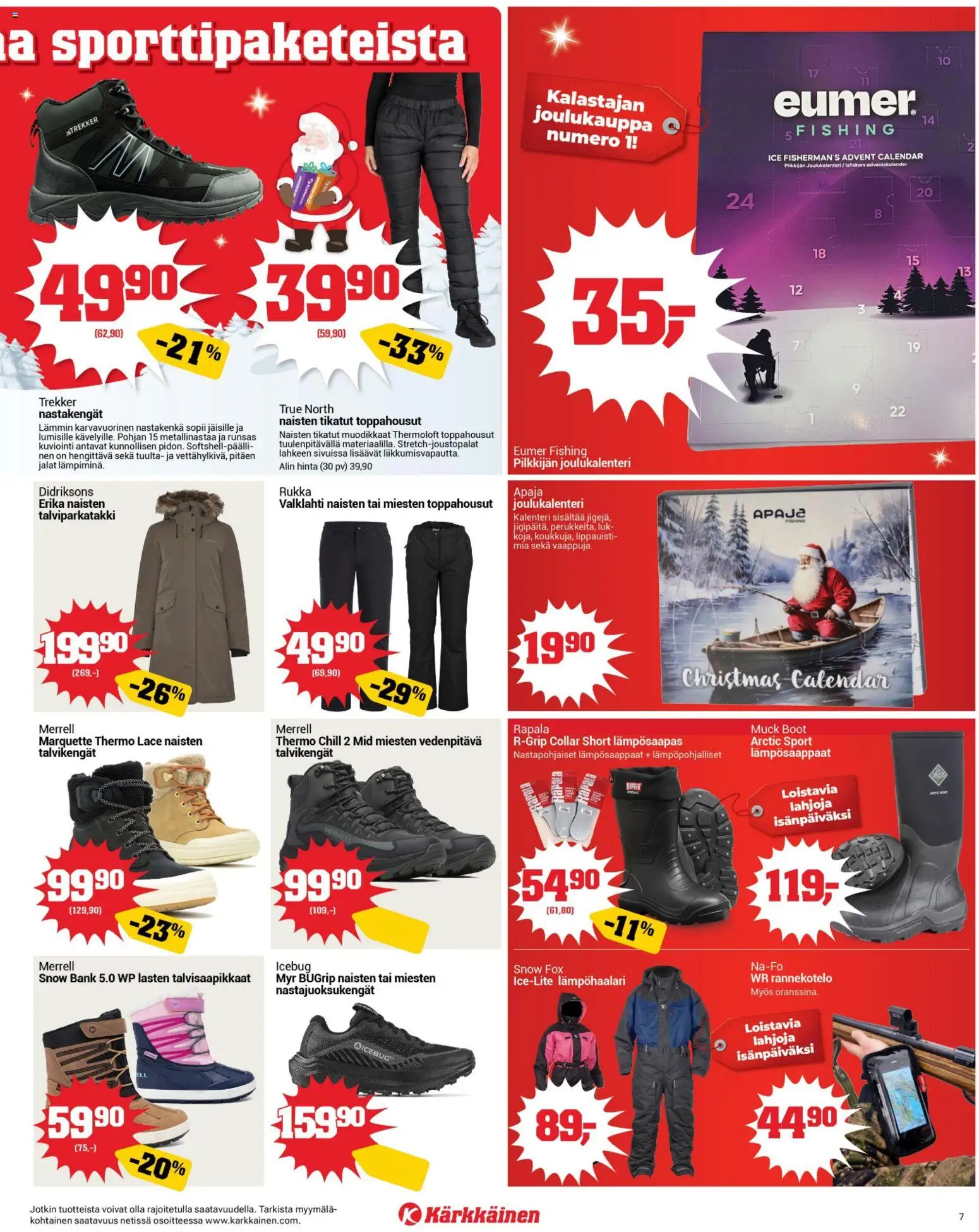 Kärkkäinen tarjoukset – voimassa 05.11.2025 alkaen | Sivu: 7 | Tuotteet: Joulukalenteri, Kalenteri, Talvikengät