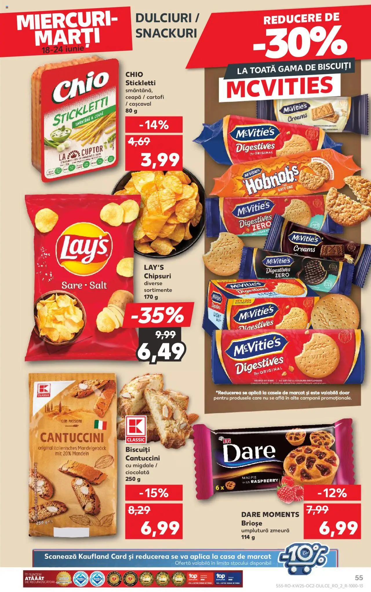 Kaufland RO akciós ujság - amely érvényes a következő dátumtól: 18.06.2025 | Oldal: 55 | Termékek: Cantuccini
