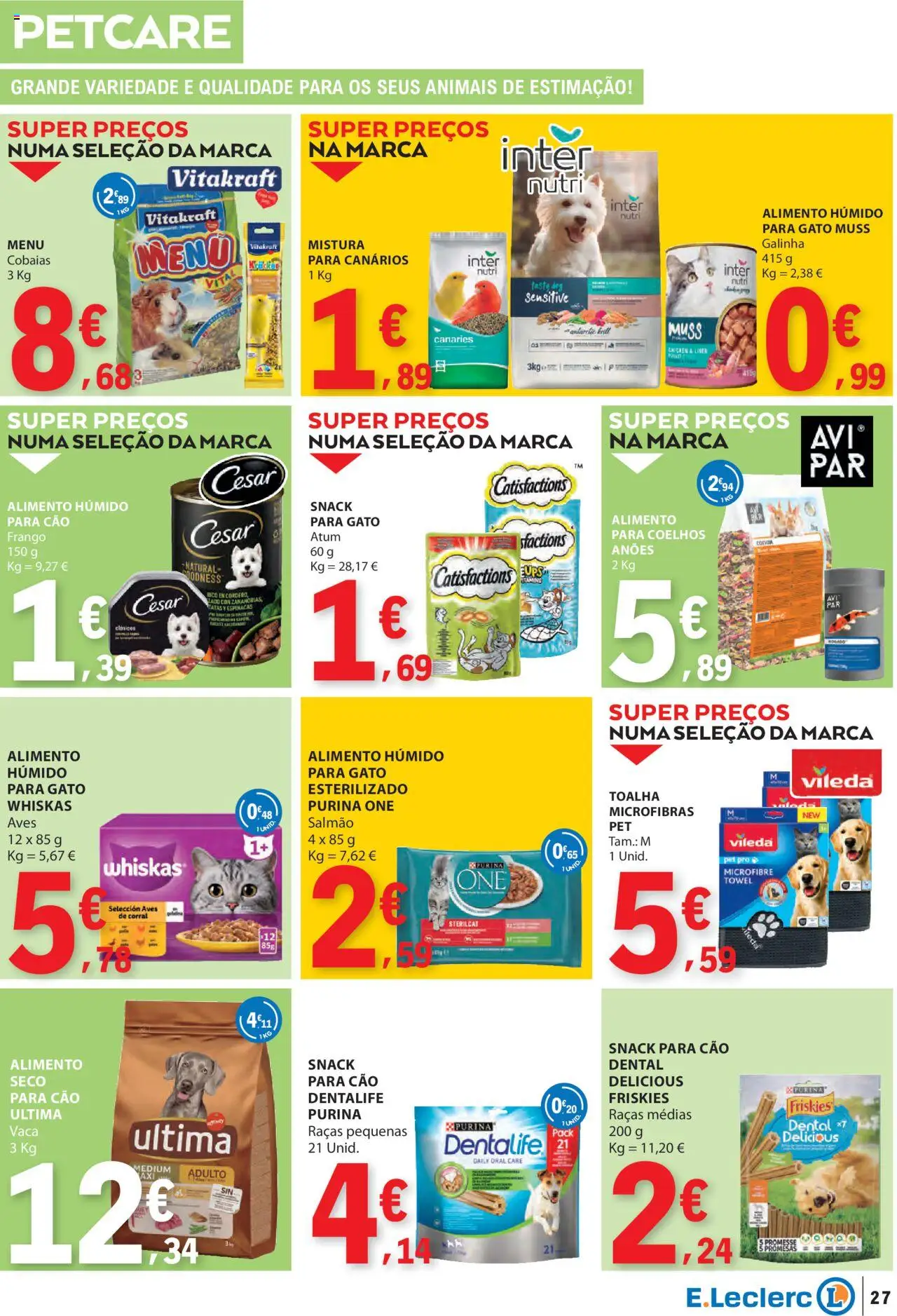 E.Leclerc - Folheto Semanal │ válido de 03.07.2025 | Página: 27 | Produtos: Atum, Purina one, Frango, Salmão