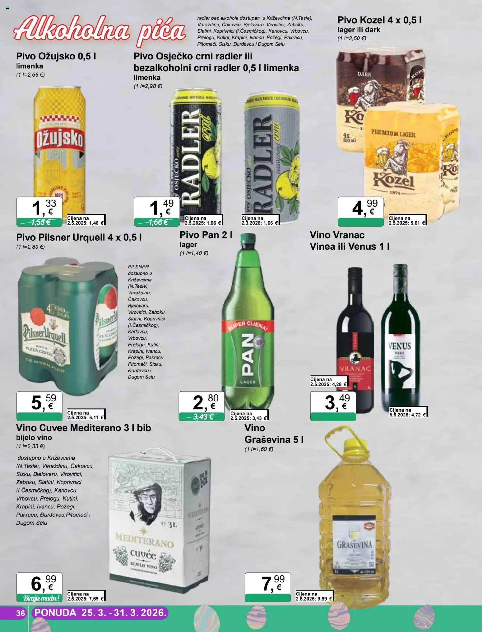 KTC katalog | vrijedi od 25.03.2026 | Stranica: 36 | Proizvodi: Pica, Vino, Pivo, Ožujsko
