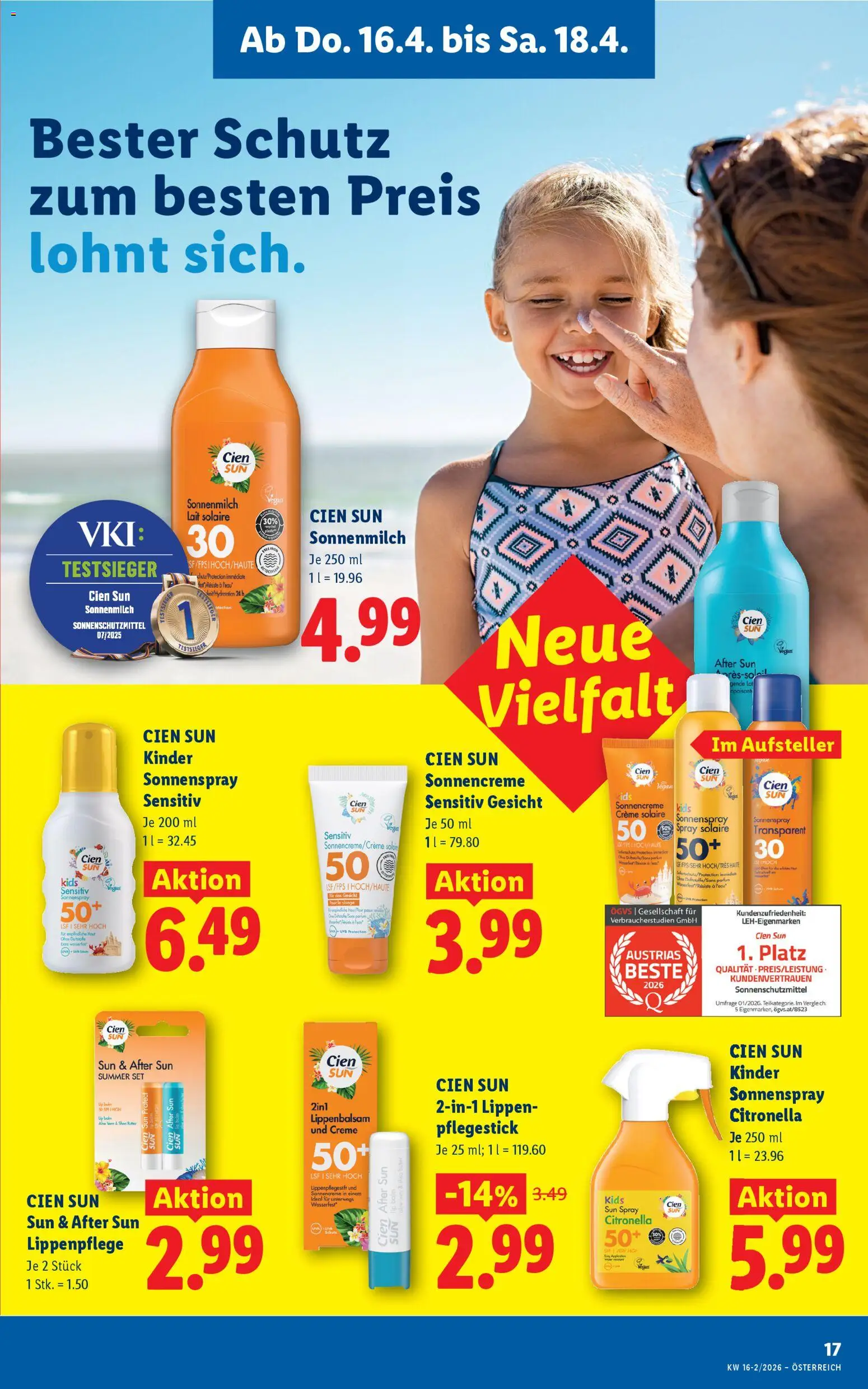 Lidl Flugblatt - Altenmarkt im Pongau, St. Johann im Pongau, Zell am See gültig ab 16.04.2026 | Seite: 19 | Produkte: Parfüm, Creme, Sonnencreme