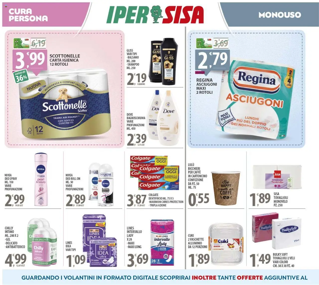 Volantino SISA del 23.09.2025 | Pagina: 14 | Prodotti: Bagnoschiuma, Caffè, Intimo, Vaschette