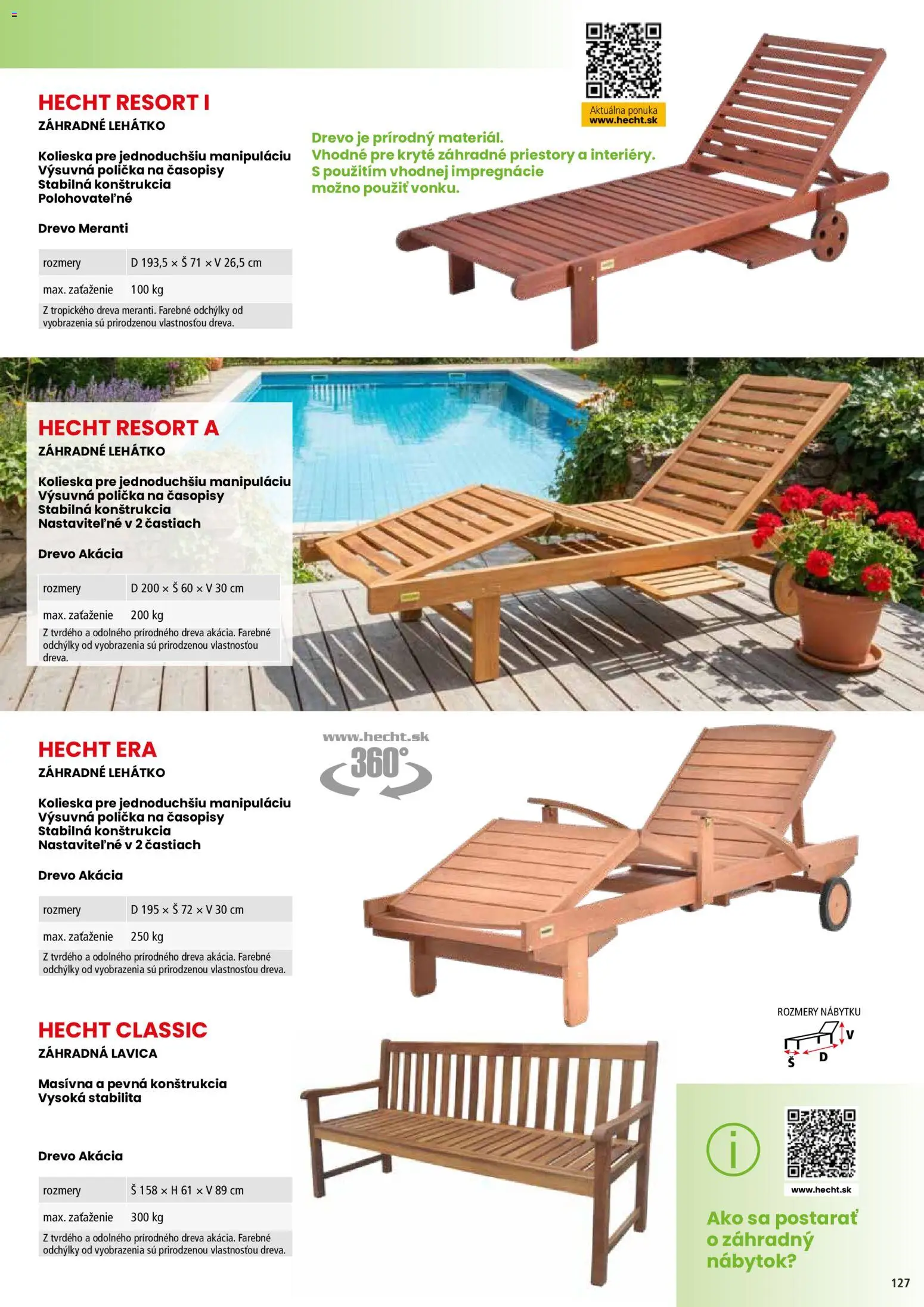 Nové Hecht akcie – leták je platný od 19.02.2026 | Strana: 127 | Produkty: Nábytok, Záhradný nábytok, Lavica, Lehátko