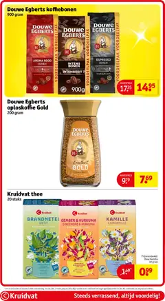 Douwe Egberts oploskoffie Gold, 200 gram oploskoffie - Voorbeeld van een folder van Kruidvat, geldig van 09.12.2025 | Pagina: 71 | Producten: Koffiebonen, Thee, Kan, Oploskoffie