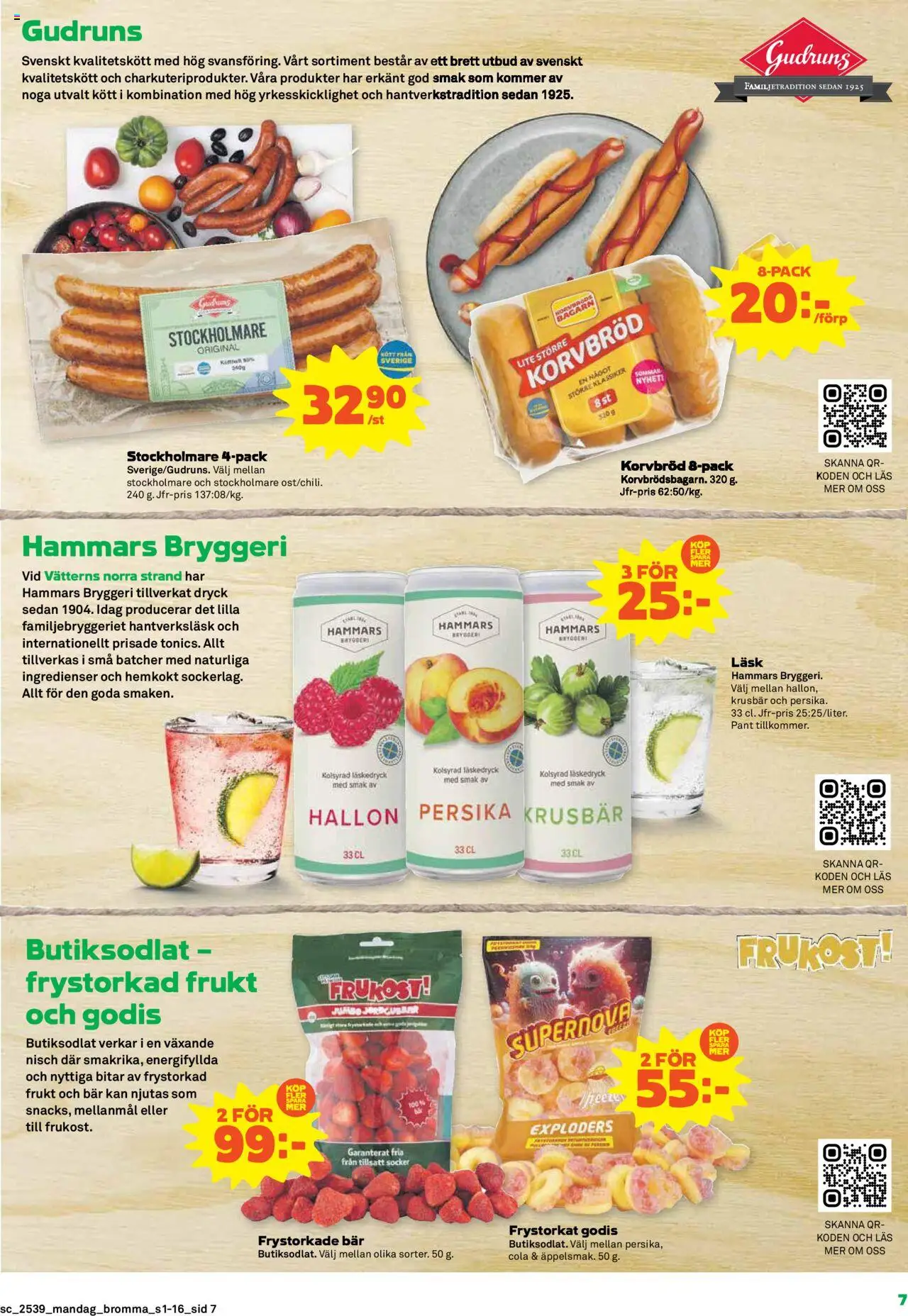 Stora Coop reklamblad aktuell från 22.09.2025 | Sida: 7 | Produkter: Korvbröd, Persika, Godis, Hallon