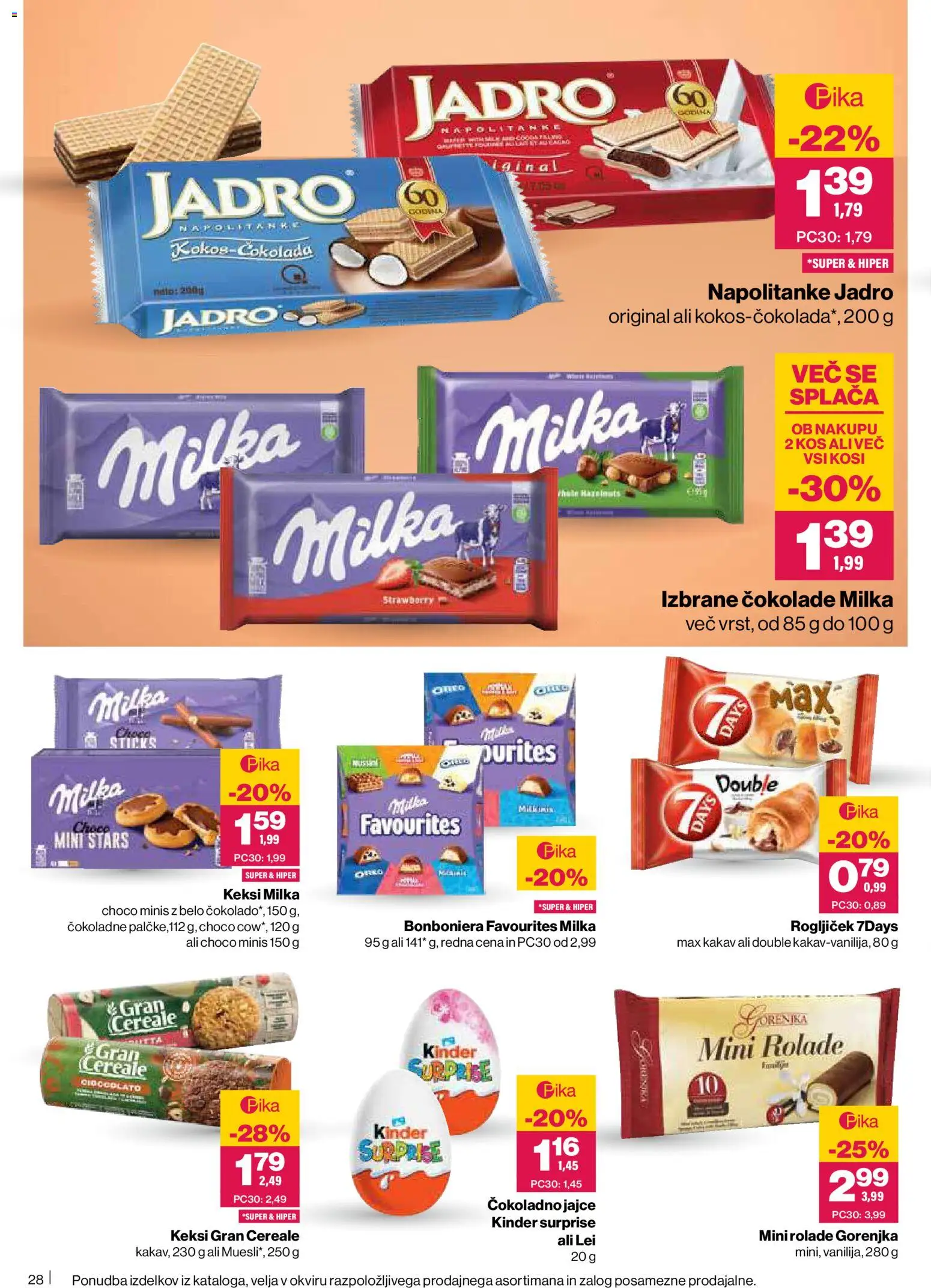 Novi Mercator katalog ponudbe – veljaven od 05.02.2026 | Stran: 28 | Izdelki: Napolitanke, Keksi, Muesli, Bonboniera