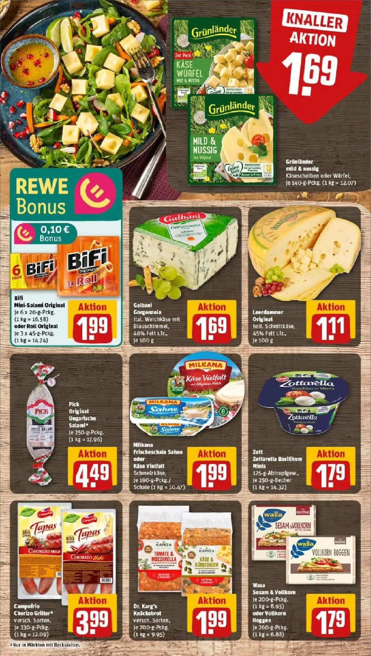 Rewe prospekt Lübeck	 - gültig ab dem 27.07.2025 | Seite: 13 | Produkte: Milkana, Bifi, Leerdammer, Grunlander