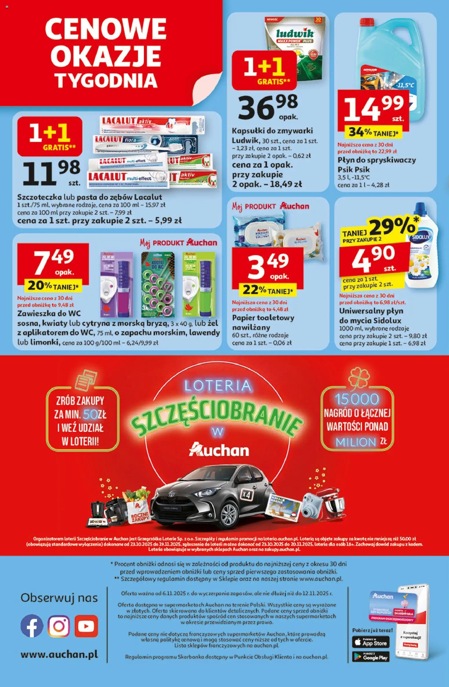 Auchan Gazetka od 06.11.2025 | Strona: 8 | Produkty: Cytryna, Płyn do spryskiwaczy, Pasta do zębów, Kapsułki do zmywarki