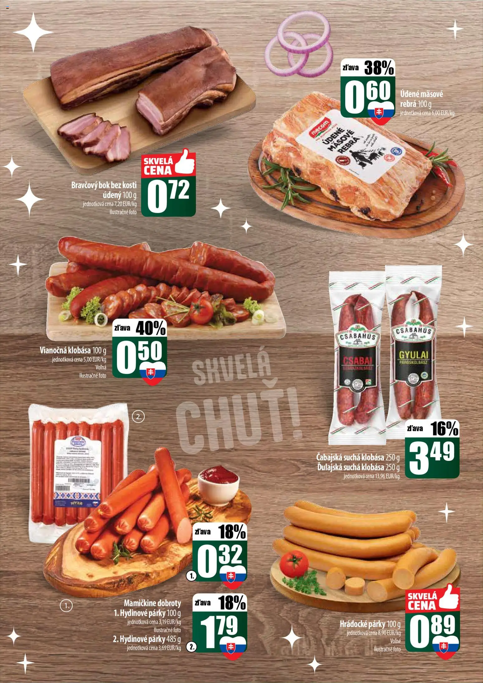 Nové COOP Jednota akcie – leták je platný od 18.12.2025 | Strana: 12 | Produkty: Klobása, Párky