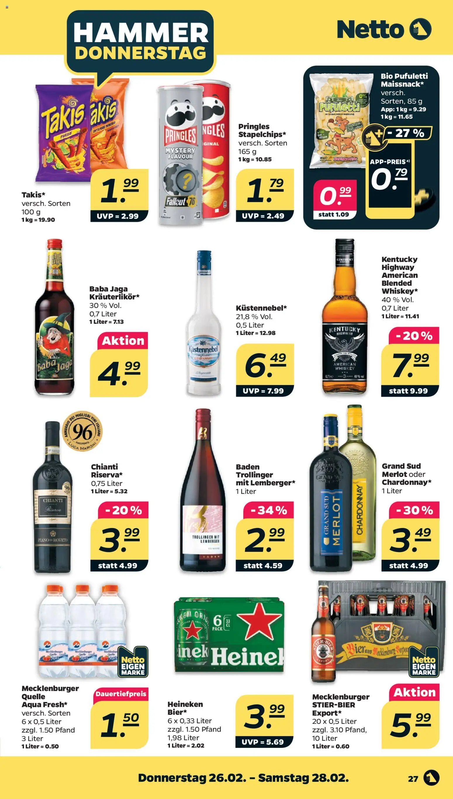 Netto Prospekt 	 – gültig ab 23.02.2026 | Seite: 33 | Produkte: Merlot, Grand sud, Pringles, Whiskey