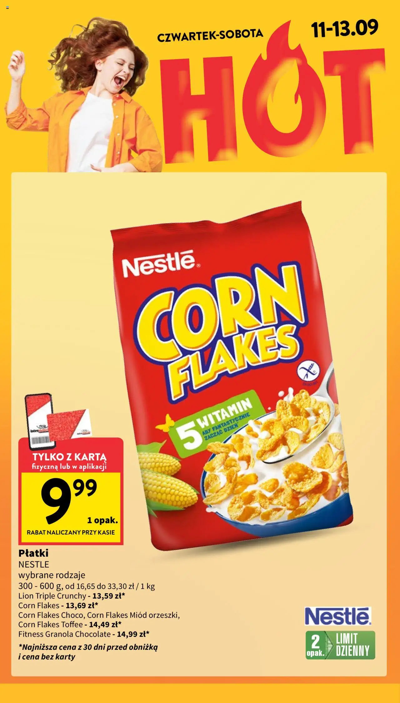 Intermarche Gazetka od 11.09.2025 | Strona: 4 | Produkty: Karta, Miód, Granola, Corn Flakes