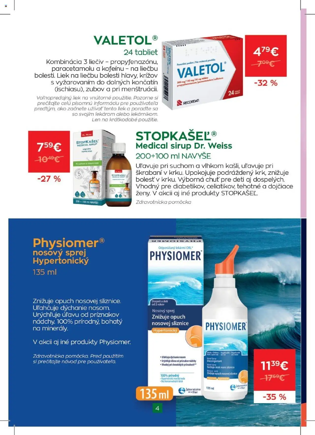 Nové Schneider lekáreň akcie – leták je platný od 01.10.2025 | Strana: 4 | Produkty: Voda