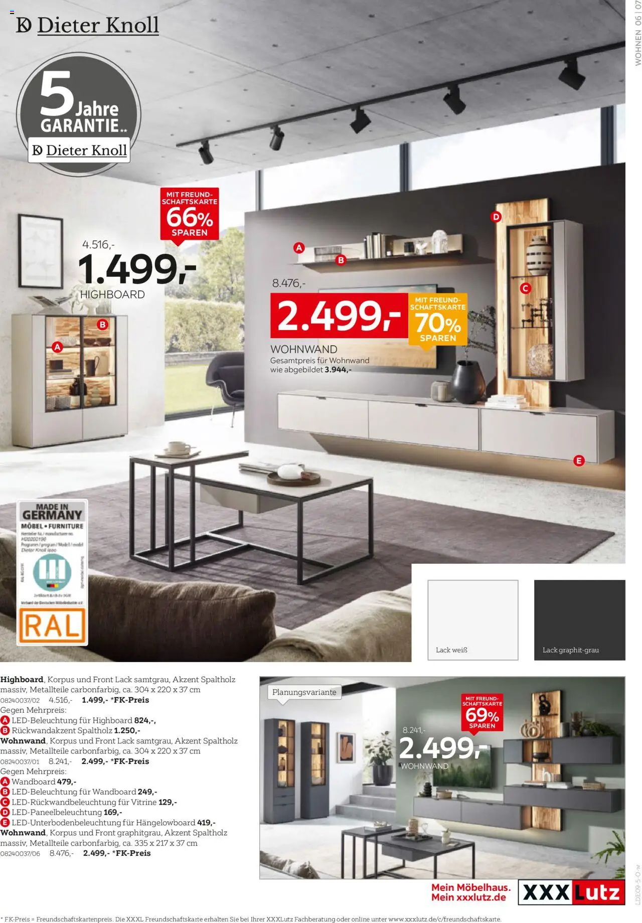 XXXL Lutz Wohnideen – gültig ab 08.09.2025 | Seite: 7 | Produkte: Wohnwand, HIghboard, Wandboard, Vitrine