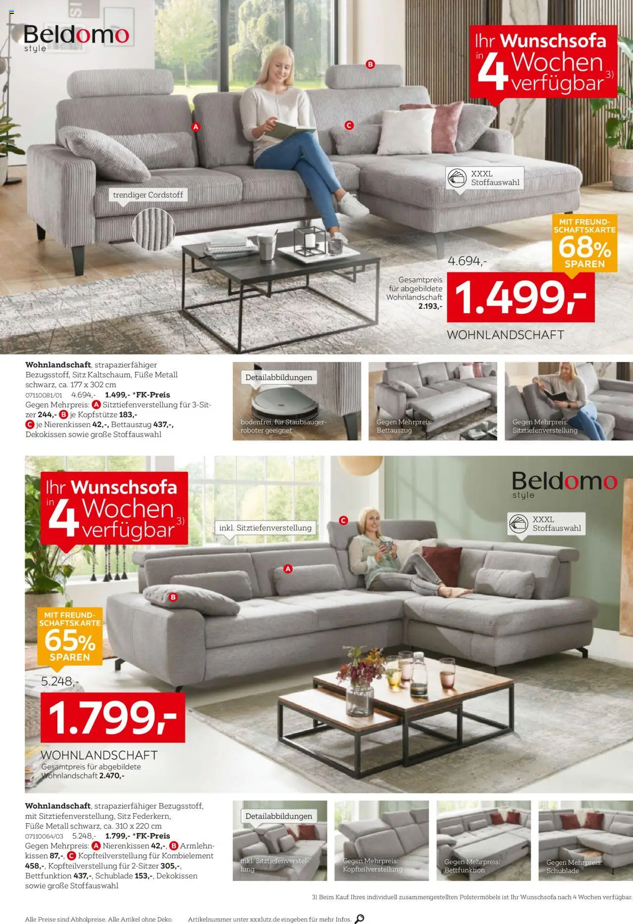 XXXL Lutz Beldomo Spezial - gültig ab dem 18.08.2025 | Seite: 2 | Produkte: Wohnlandschaft, Staubsauger, Roboter, Kissen