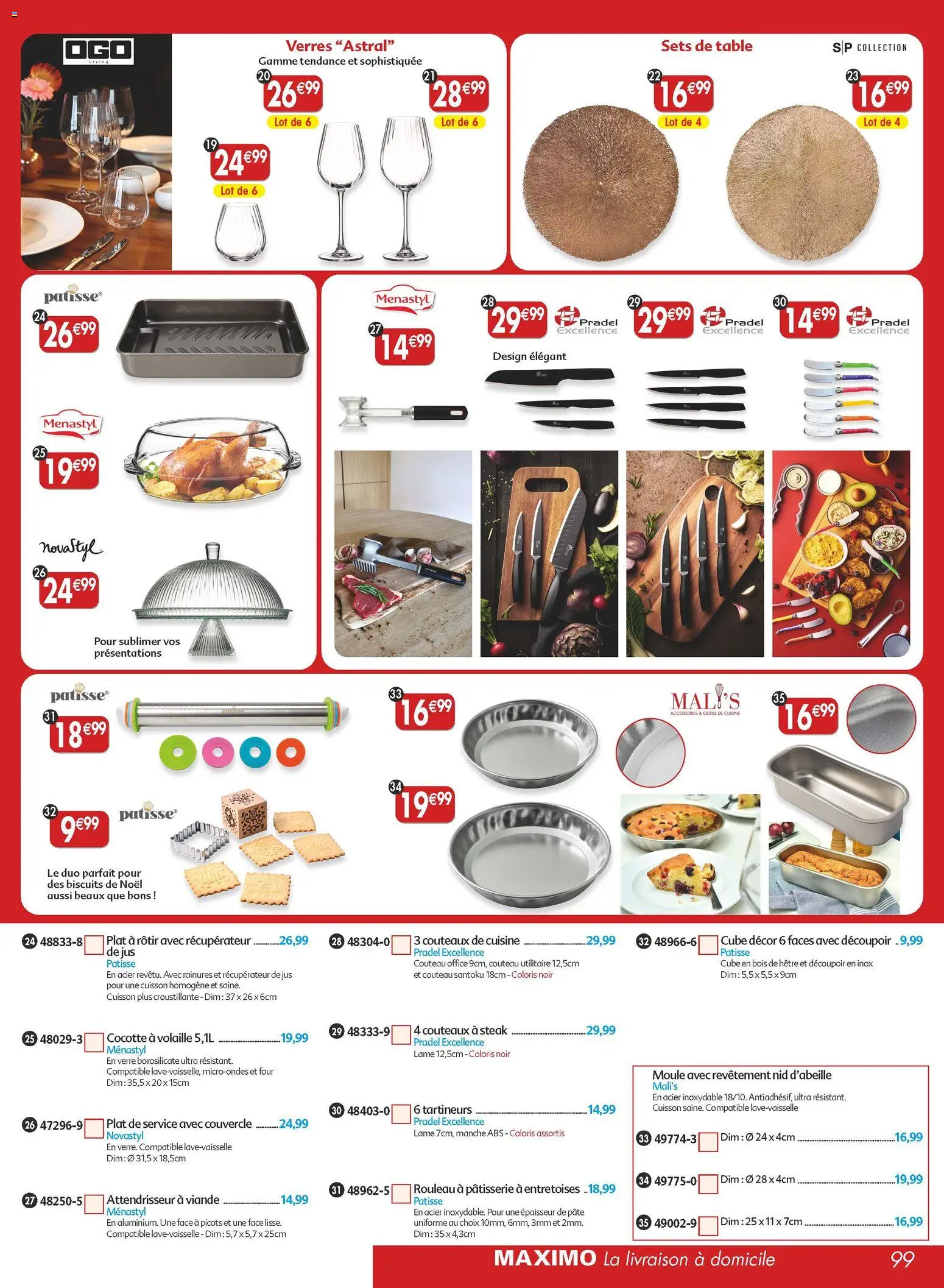 {H1} | Page: 99 | Produits: Couteau, Four, Rouleau, Jus