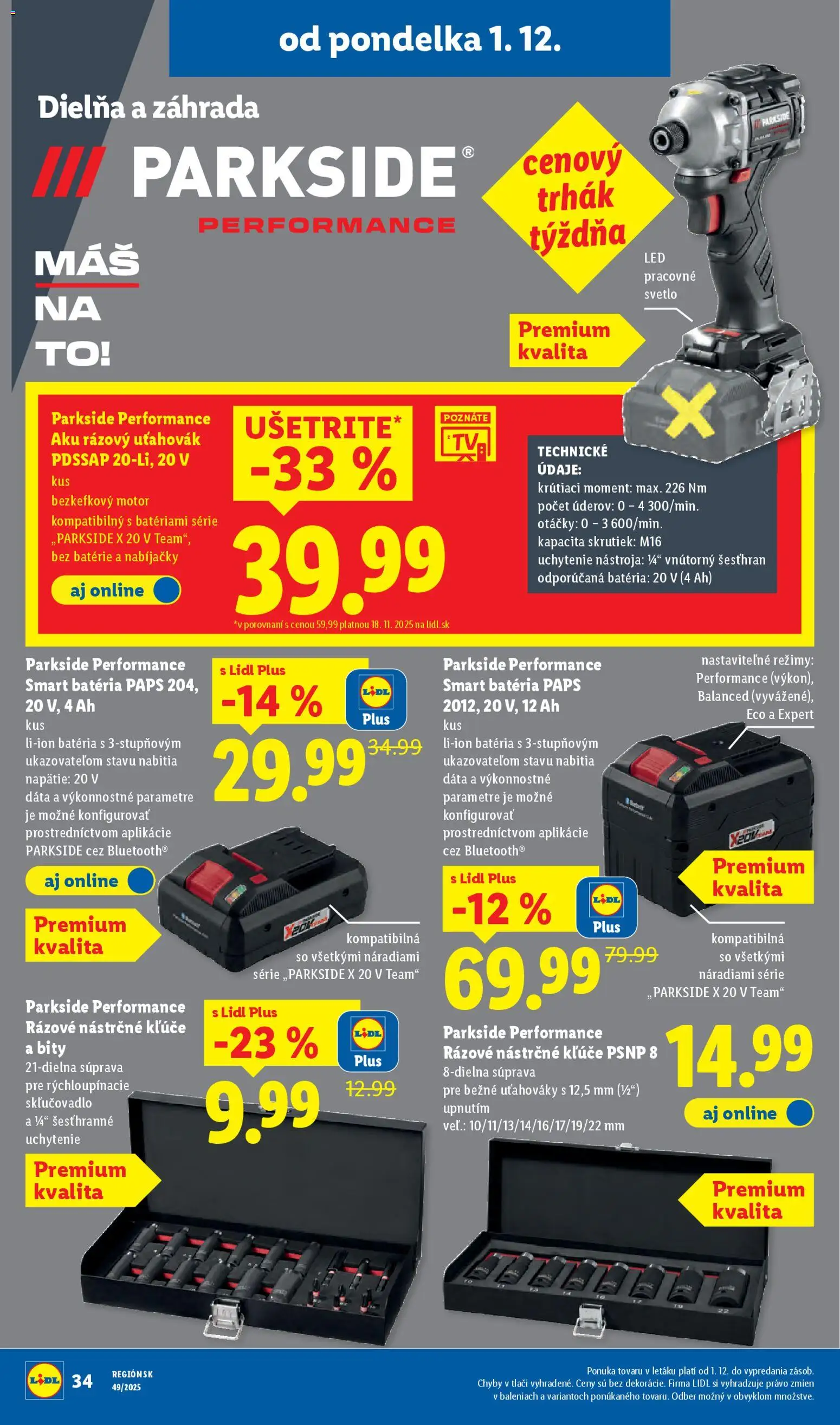 Nové Lidl akcie – leták je platný od 04.12.2025 | Strana: 86 | Produkty: Svetlo, Aku, Parkside