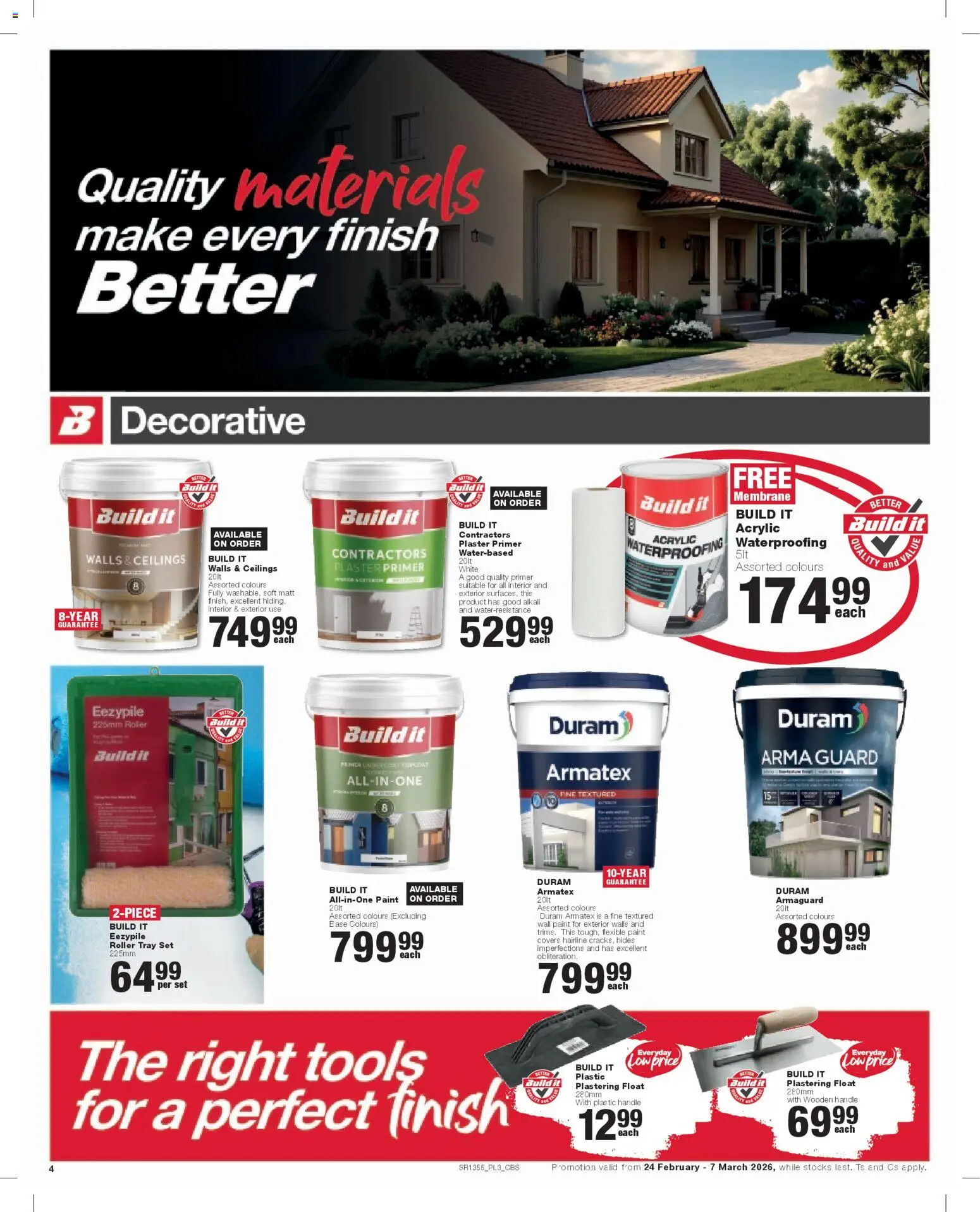 New Build It catalogue – valid from 24.02.2026 | Page: 4 | Products: Primer, Tray, Paint, Plaster