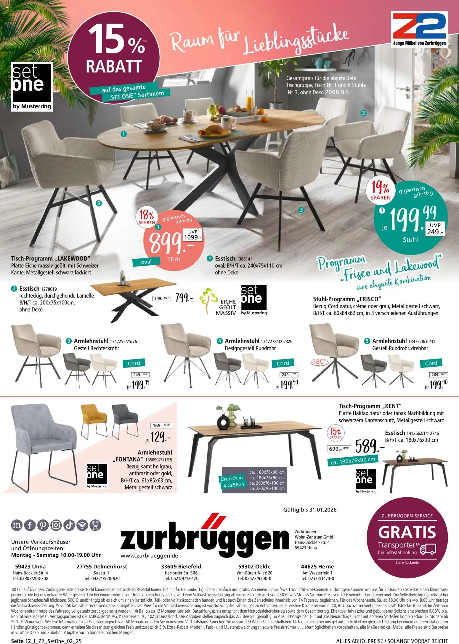 Zurbrüggen - Set One by Musterring – gültig ab 22.12.2025 | Seite: 12 | Produkte: Esstisch, Tisch, Creme, Uhr