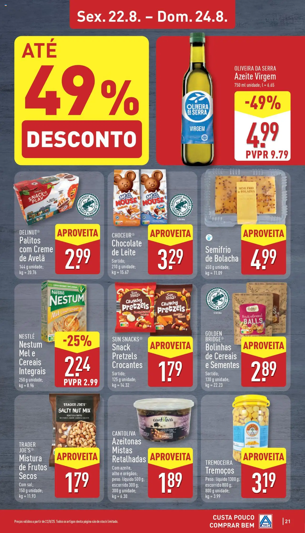 Aldi folheto │ válido de 18.08.2025 | Página: 21 | Produtos: Leite, Chocolate, Tremoços, Creme