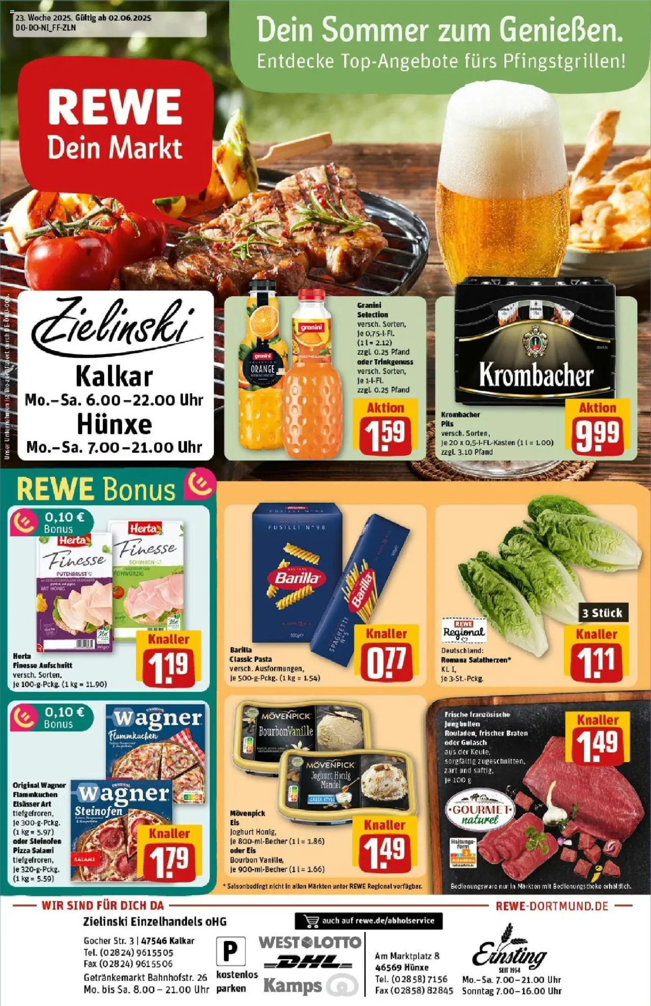 Rewe prospekt Hünxe	 - gültig ab dem 01.06.2025 | Seite: 1 | Produkte: Joghurt, Pils, Gulasch, Schinken