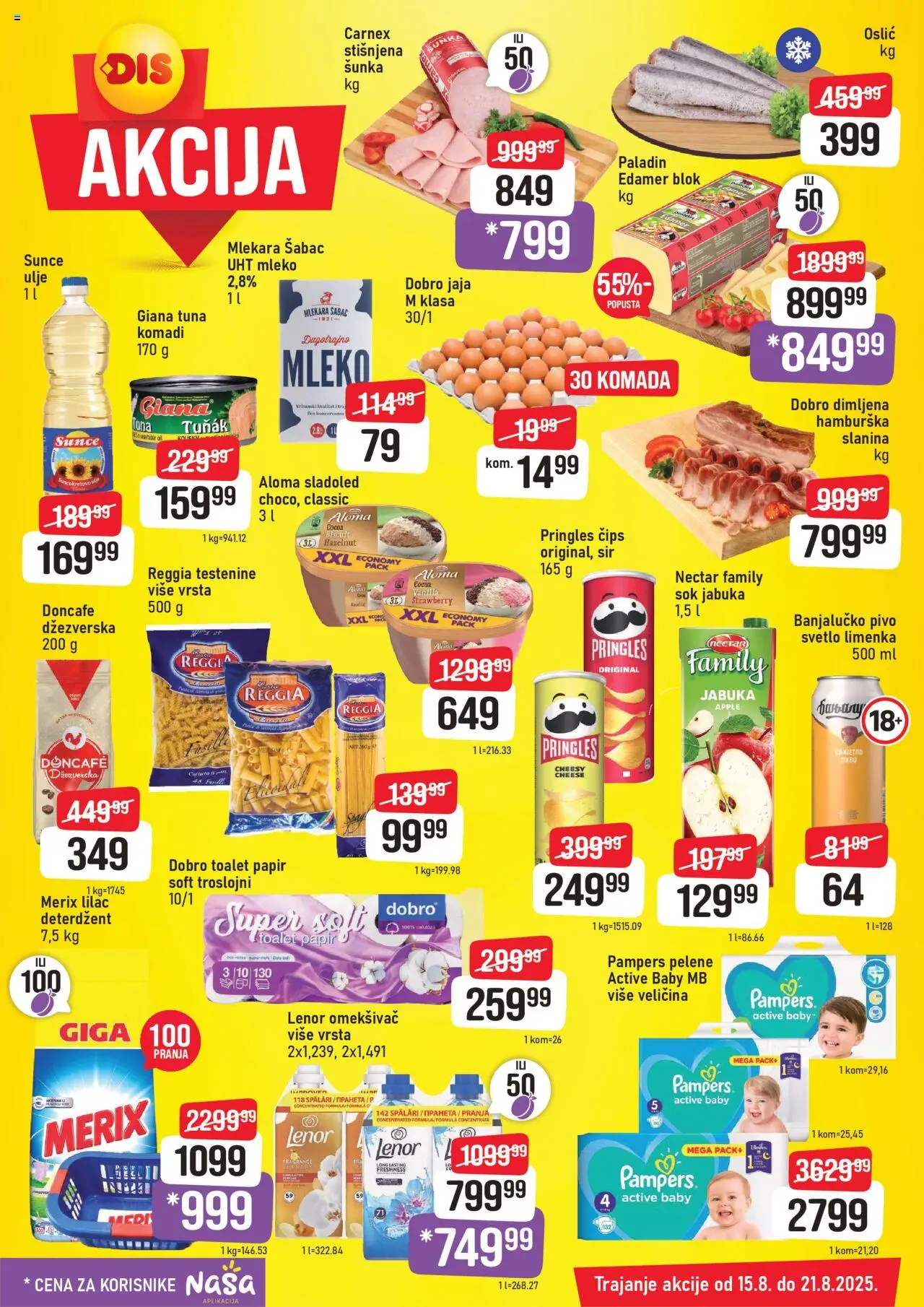 DIS katalog - važi od 15.08.2025 | Strana: 5 | Proizvode: Lenor, Sir, Jaja, Pelene