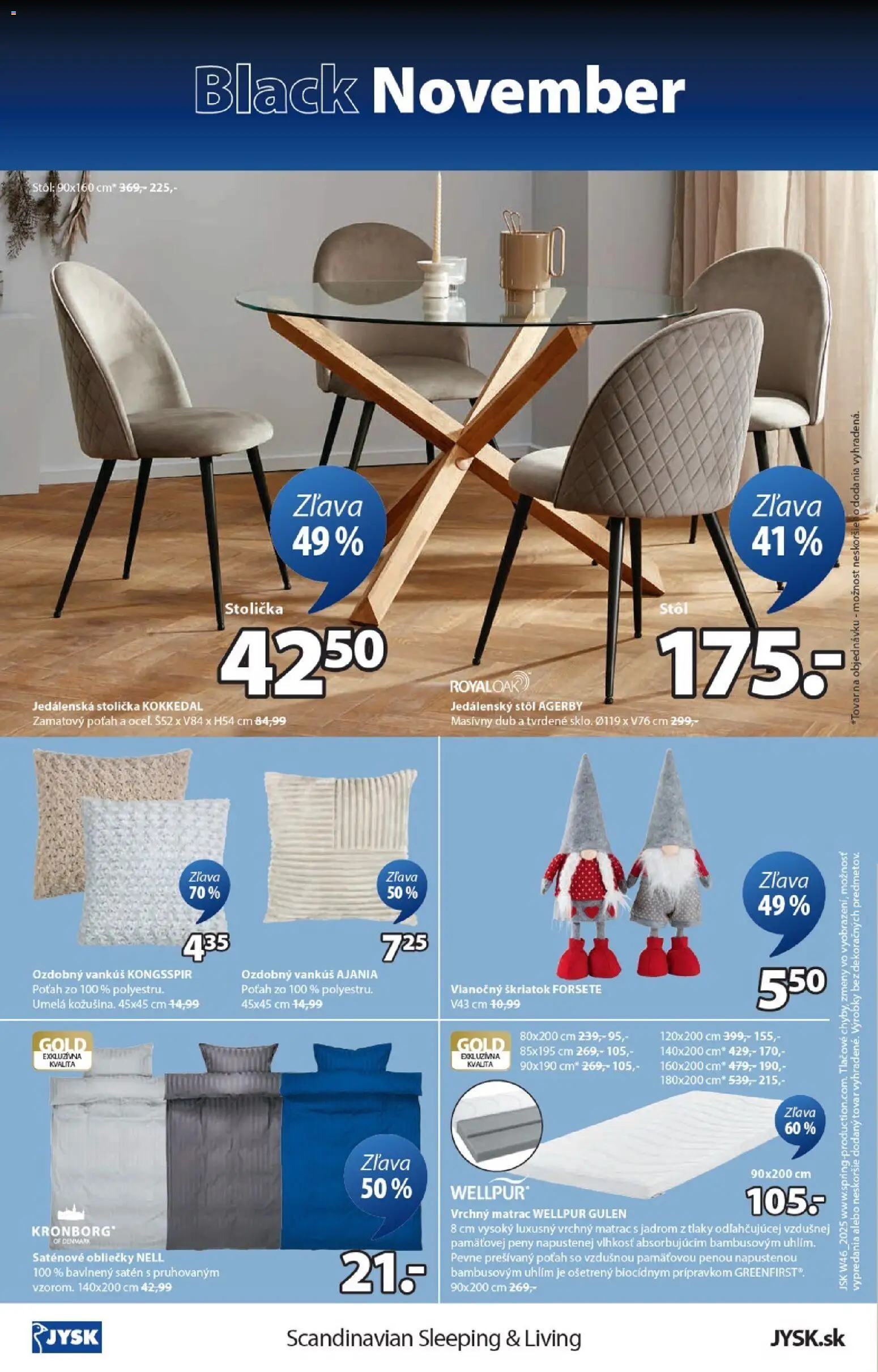 Nové JYSK akcie – leták je platný od 10.11.2025 | Strana: 12 | Produkty: Matrac, Vrchný matrac, Obliečky, Jedálenská stolička