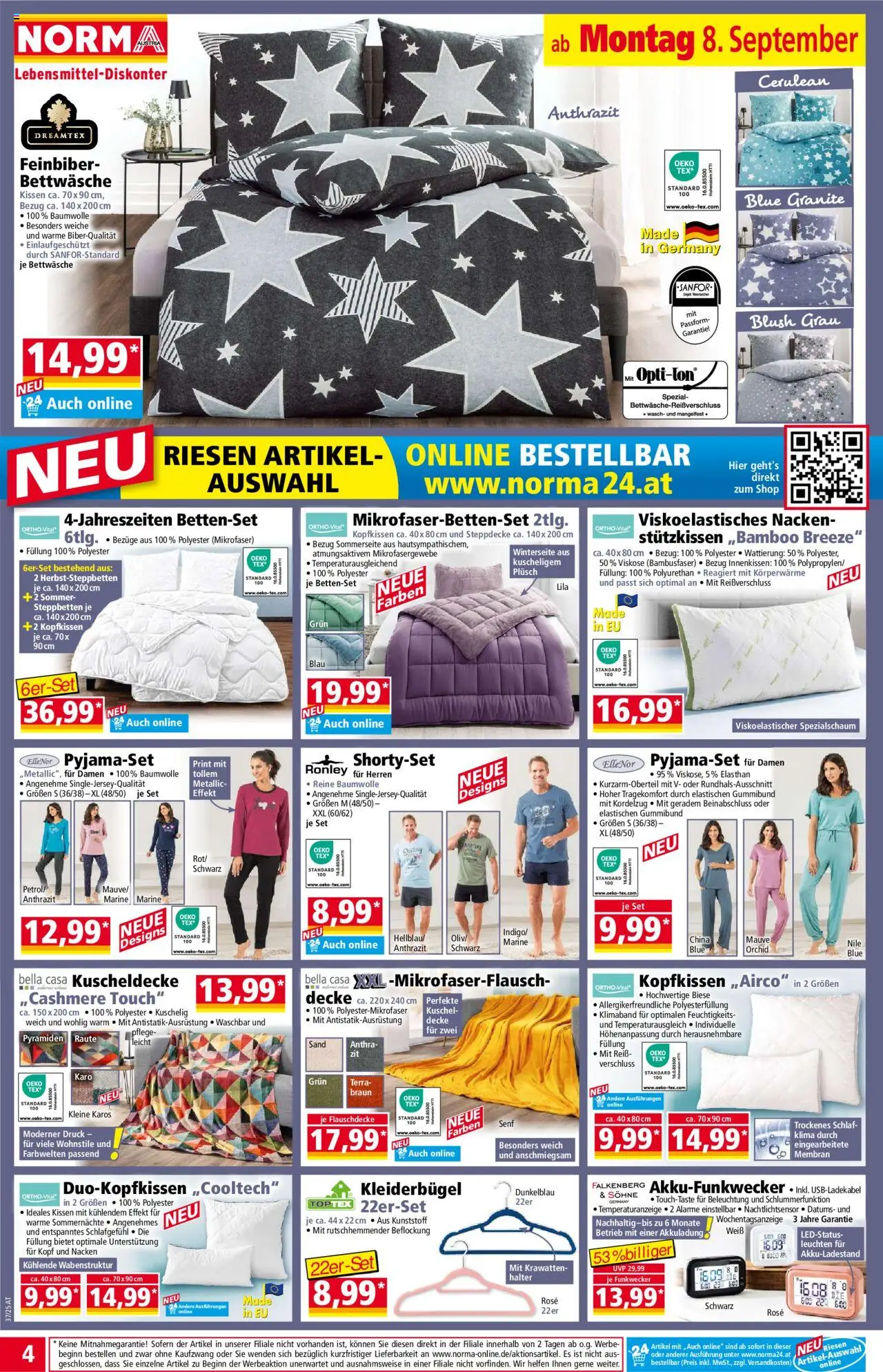 Norma Flugblatt gültig ab 08.09.2025 | Seite: 4 | Produkte: Kissen, Decke, Kleiderbügel