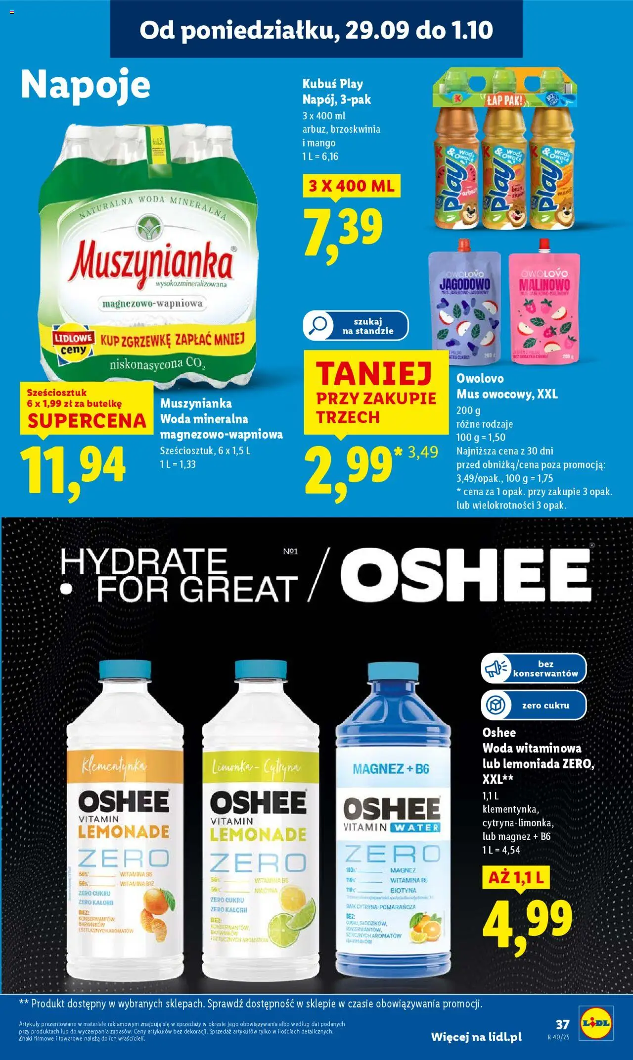 Lidl Gazetka od 29.09.2025 | Strona: 39 | Produkty: Mango, Napoje, Muszynianka, Owoce