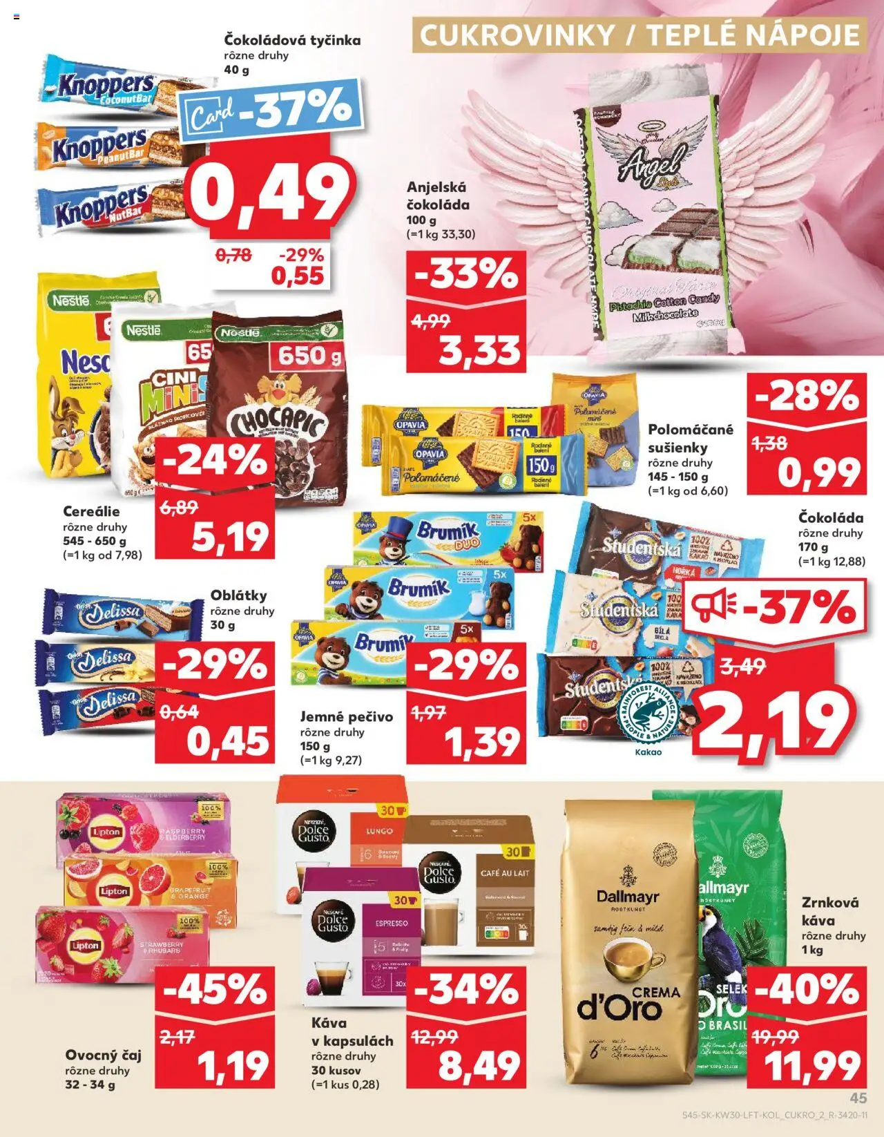 Kaufland Senica │ platný od 24.07.2025 | Strana: 45 | Produkty: Dolce Gusto, Čokoláda, Grapefruit, Zrnková káva