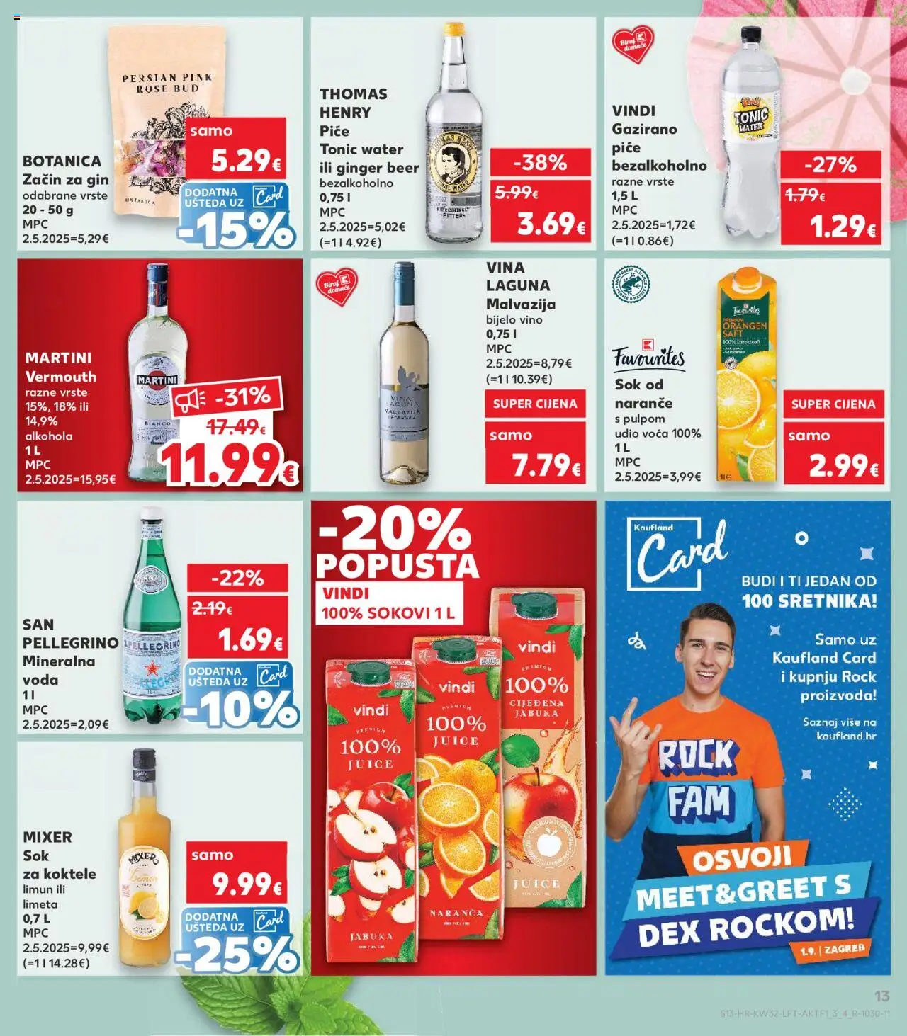 Kaufland katalog | vrijedi od 06.08.2025 | Stranica: 13 | Proizvodi: Gin, Naranče, Voda, Tonic