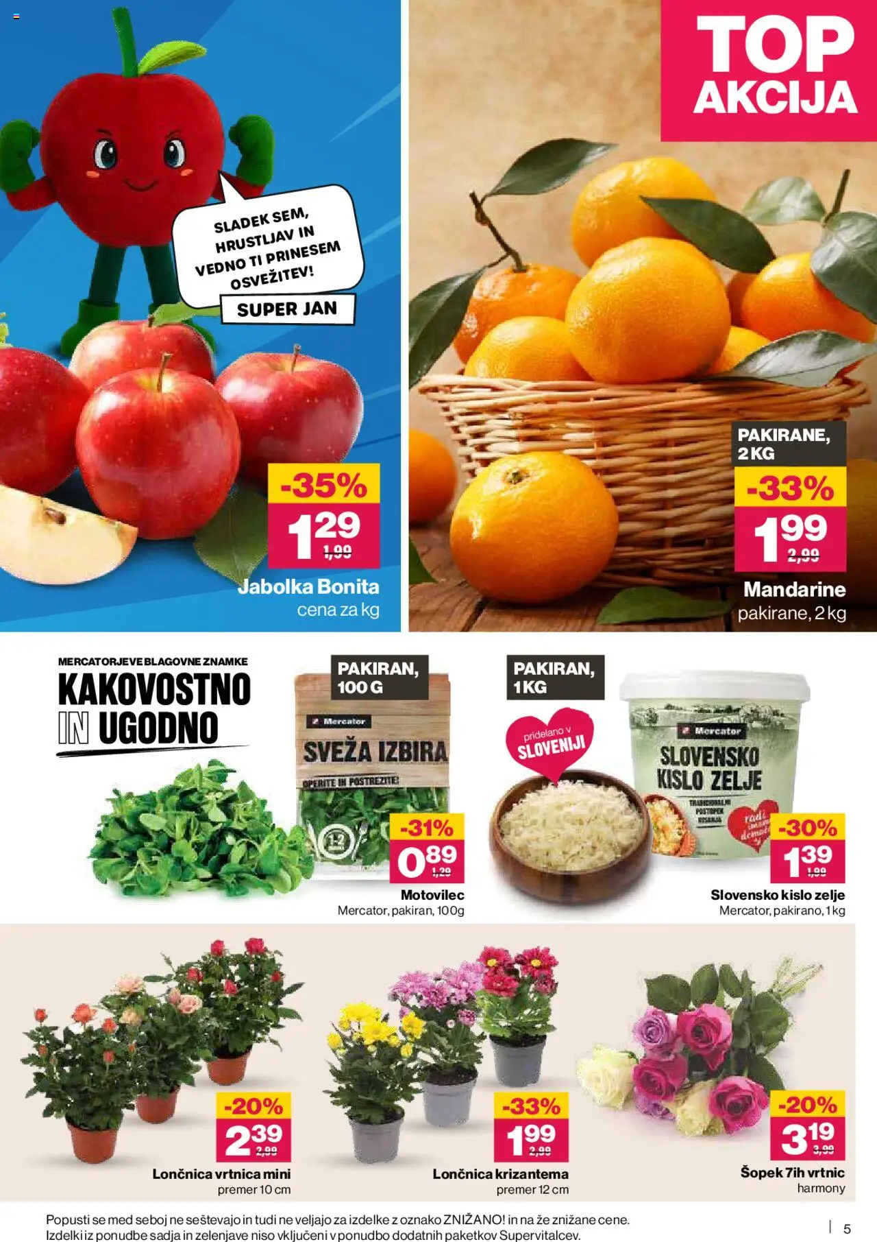 Novi Mercator katalog ponudbe – veljaven od 16.10.2025 | Stran: 5 | Izdelki: Šopek, Jabolka, Mandarine, Zelje
