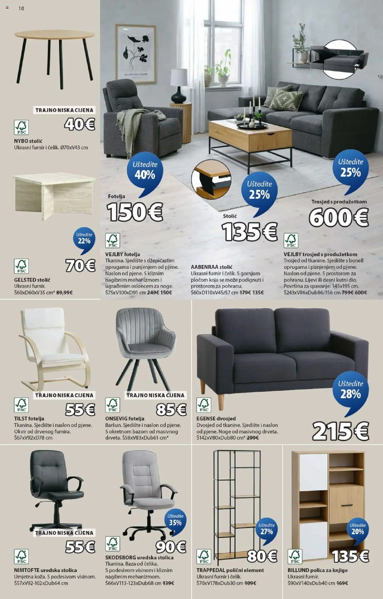 JYSK katalog | vrijedi od 01.10.2025 | Stranica: 10 | Proizvodi: Trosjed, Stolić, Stolica, Dvosjed