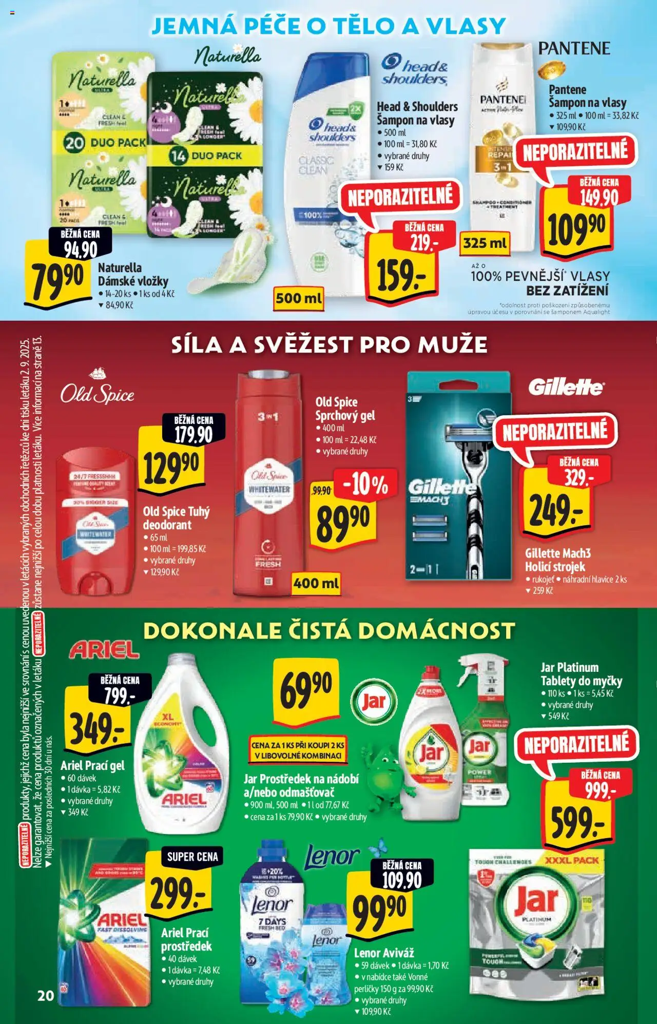 Albert katalog - Supermarket od 10.09.2025 | Strana: 20 | Produkty: Deodorant, Lenor, Holicí strojek, Šampon