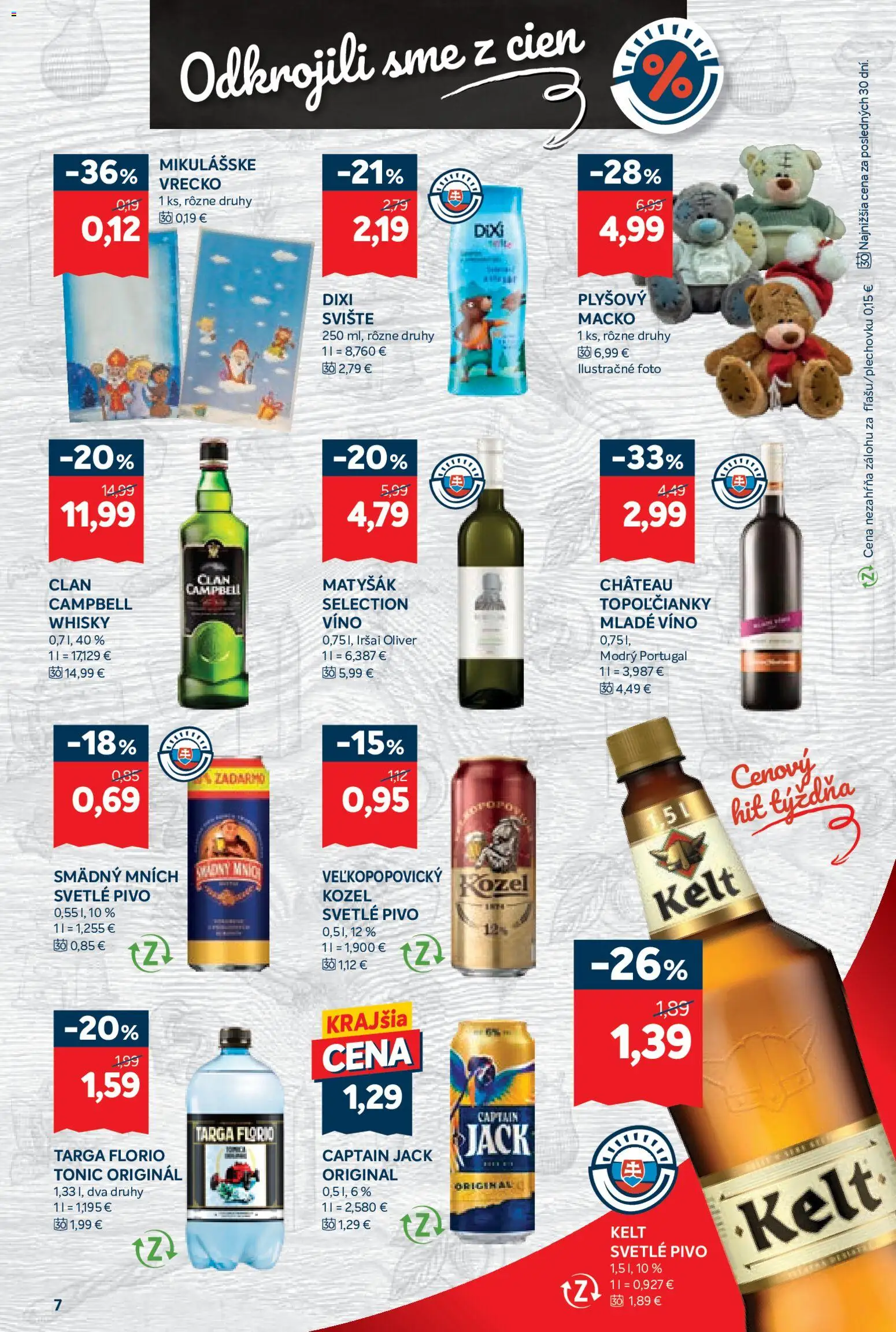 Nové Kraj akcie – leták je platný od 13.11.2025 | Strana: 11 | Produkty: Víno, Kelt, Smädný Mních, Whisky