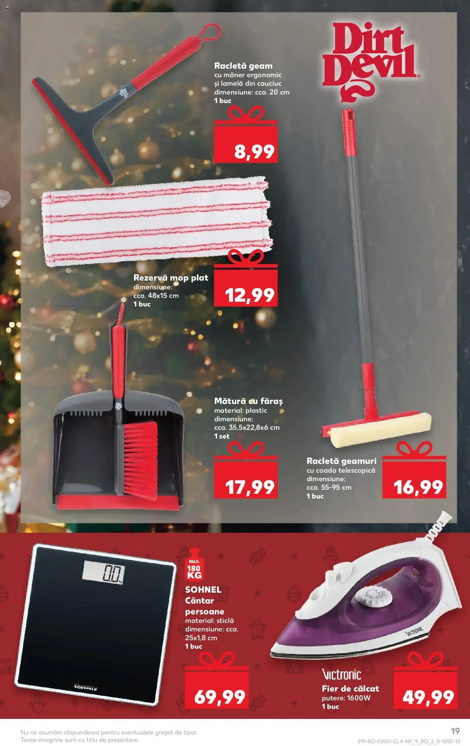 Noul catalog Kaufland – valabil de la 17.12.2025 | Pagină: 19 | Produse: Fier de călcat, Mop, Mătură, Cântar