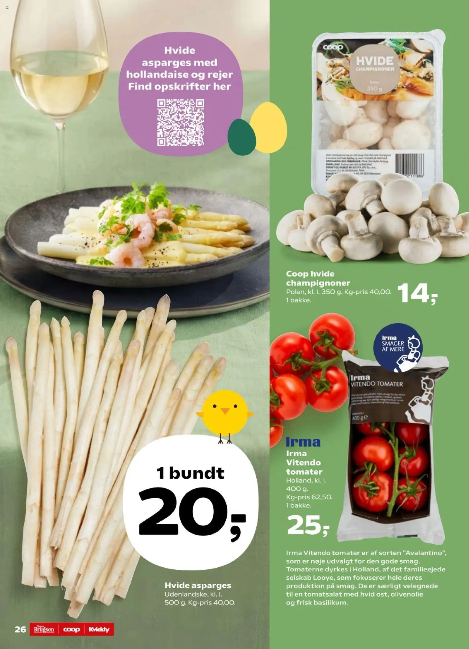 Kvickly tilbudsavis – gyldig fra 27.03.2026 | Side: 26 | Produkter: Tomater, Rejer, Olivenolie, Asparges