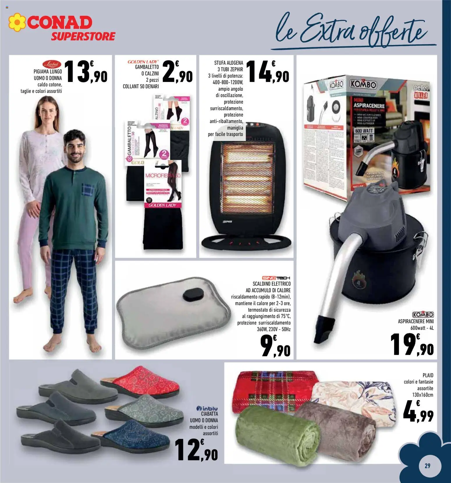 Volantino Conad del 14.01.2026 | Pagina: 29 | Prodotti: Plaid, Pellet, Calzini, Aspiracenere