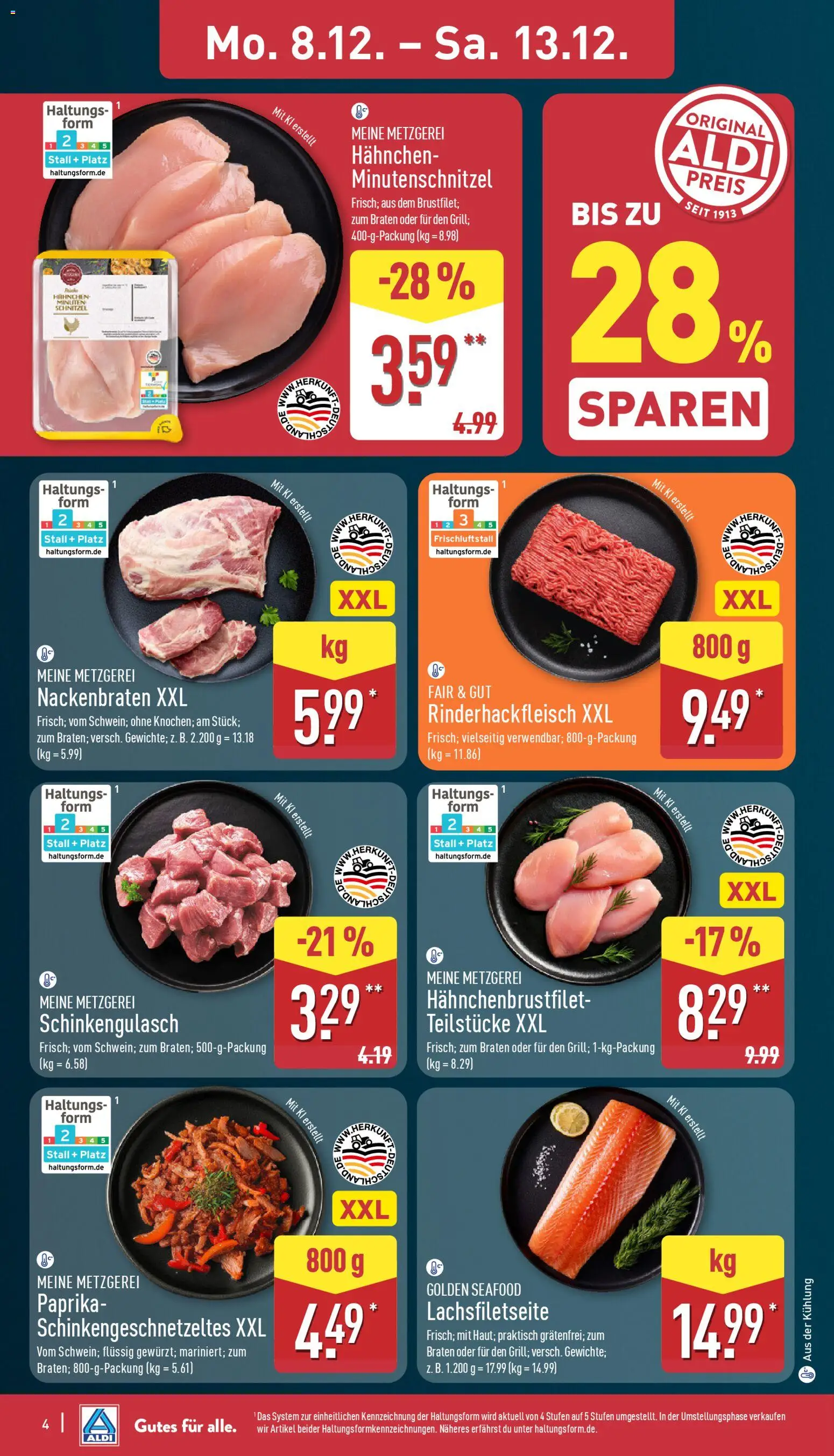 Aldi Prospekt 	 – gültig ab 08.12.2025 | Seite: 4 | Produkte: Hahnchen, Schnitzel, Paprika