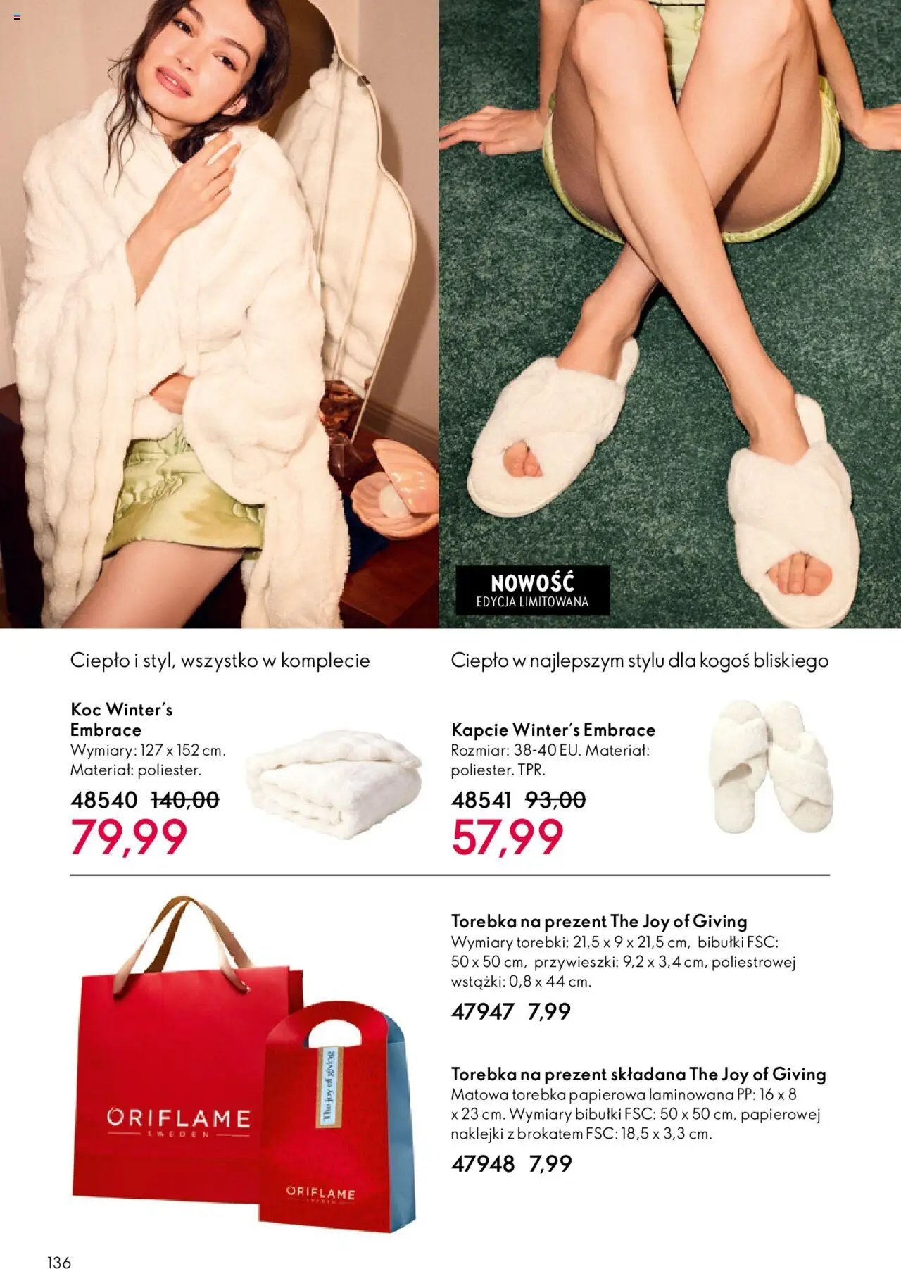 Oriflame Katalog 15 2025 od 22.10.2025 | Strona: 136 | Produkty: Kapcie, Koc, Naklejki, Torebki