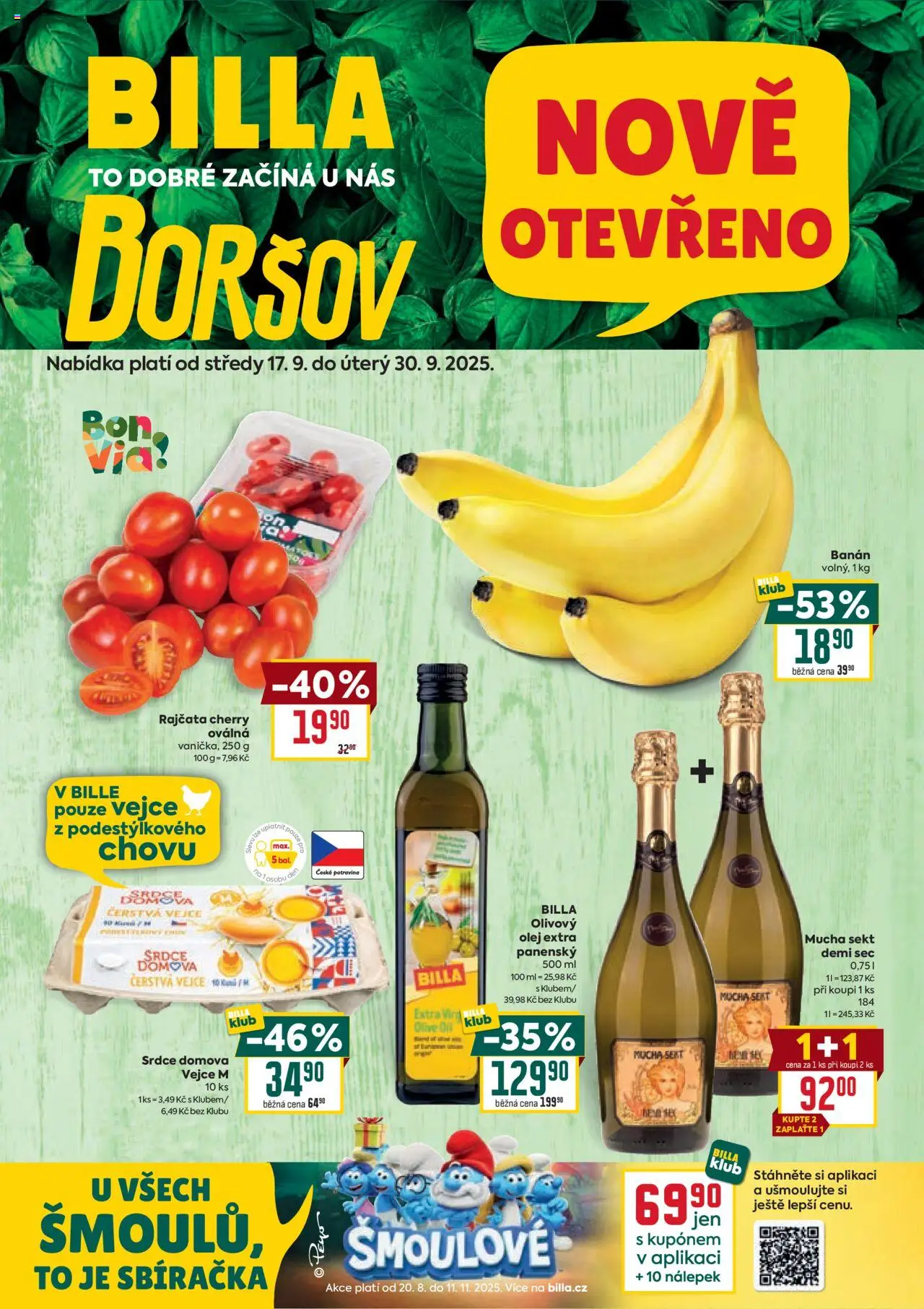 Billa leták - Speciál: Boršov od 17.09.2025 | Strana: 1 | Produkty: Olivový olej, Olej, Rajčata, Sekt
