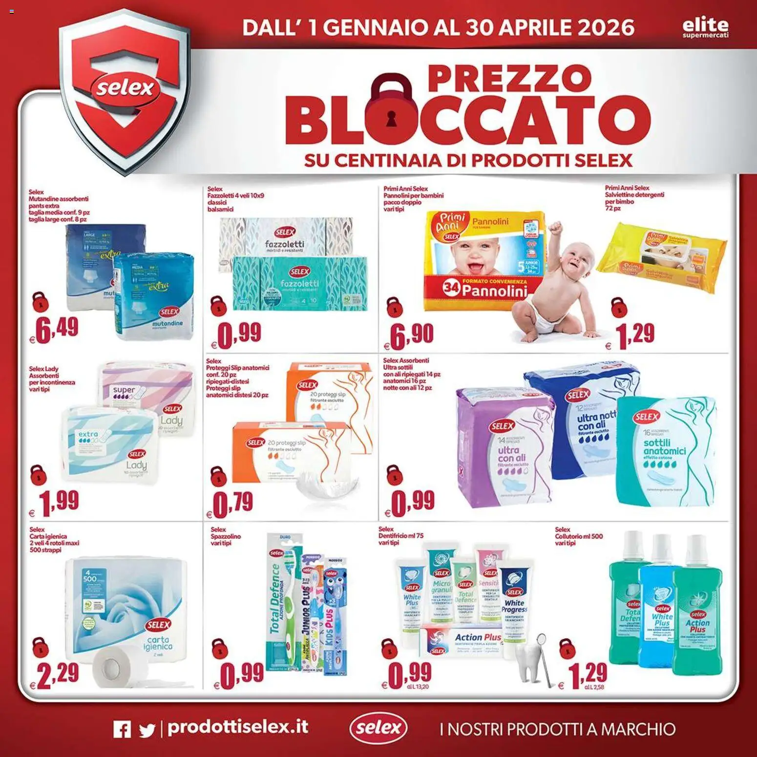 Volantino Elite Supermercati del 01.01.2026 | Pagina: 11 | Prodotti: Pannolini, Carta igienica, Dentifricio, Collutorio